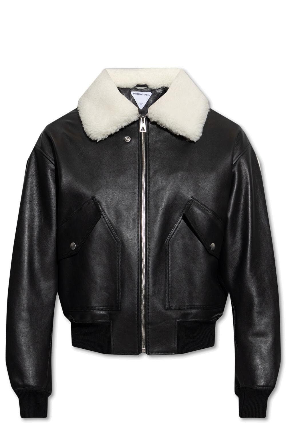 Bottega Veneta Shearling Collar Leather Jacket