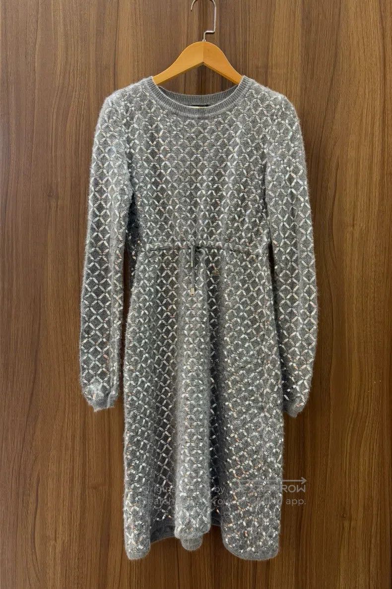 Chanel Chanel Grey silver silk plaid dress Size XXS / US 00 / IT 34 - 1 Thumbnail