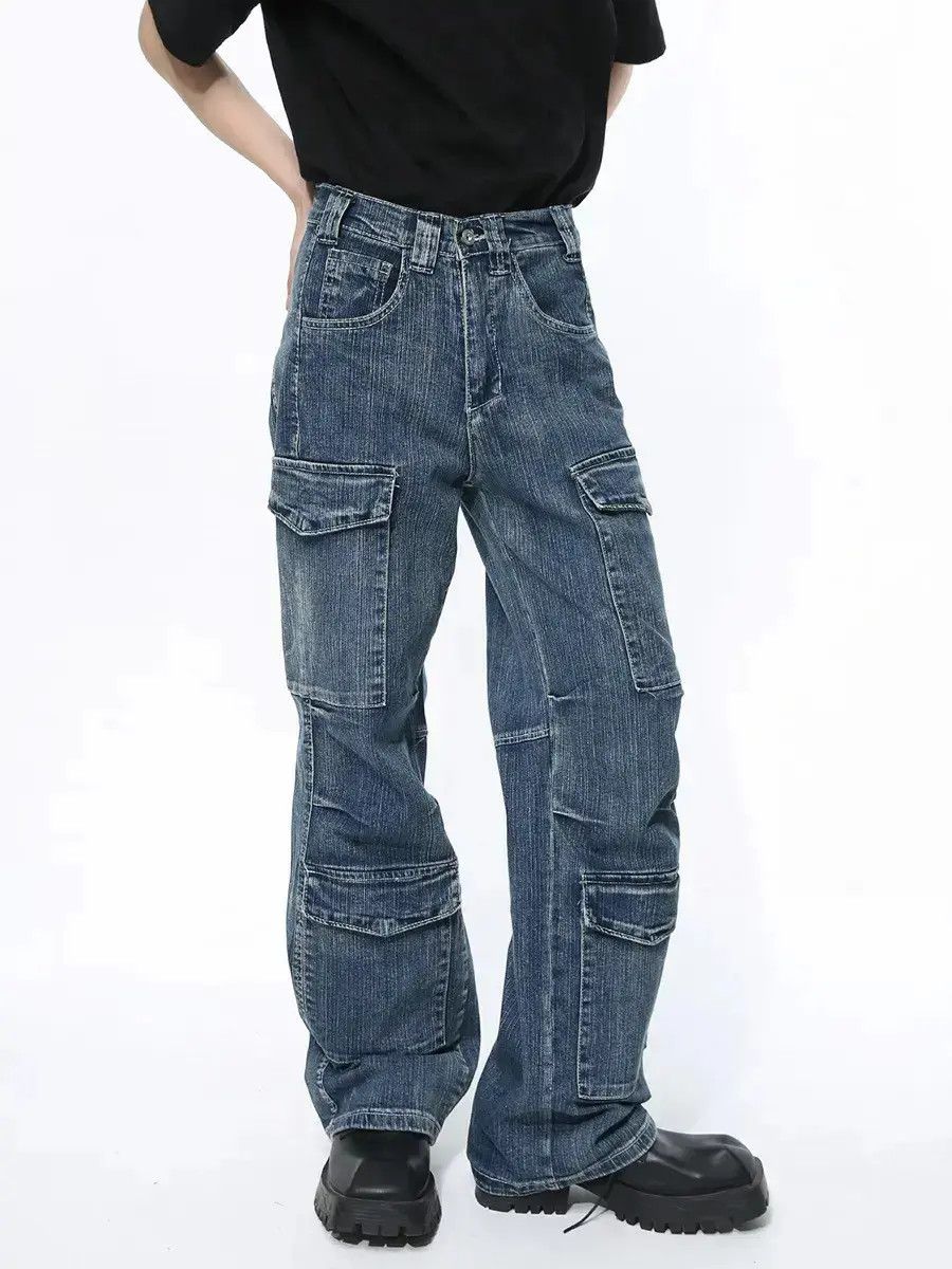 Japanese Brand Retro loose high street pocket jeans Size US 32 / EU 48 - 4 Thumbnail