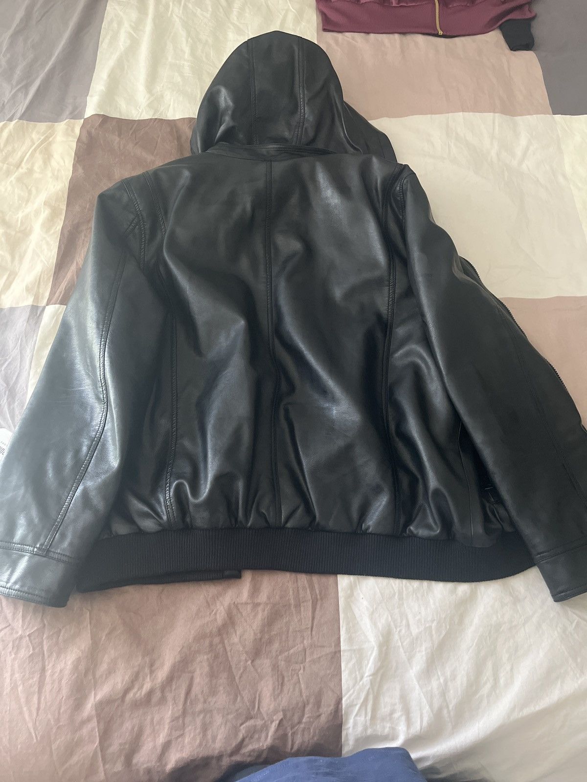 I.N.C XL leather jacket used removable leather hoodie Size US XL / EU 56 / 4 - 4 Thumbnail