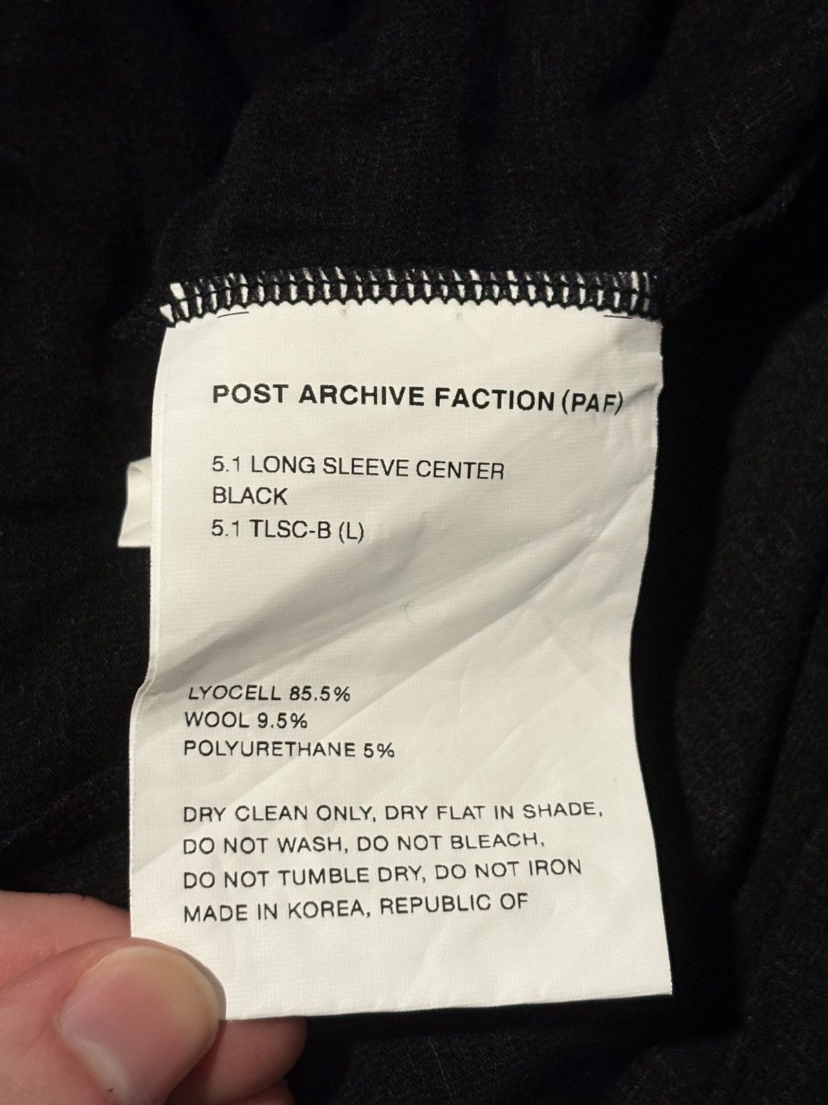 POST ARCHIVE FACTION (PAF) Knitted 5.1 Longsleeve Center Black Size US L / EU 52-54 / 3 - 12 Thumbnail
