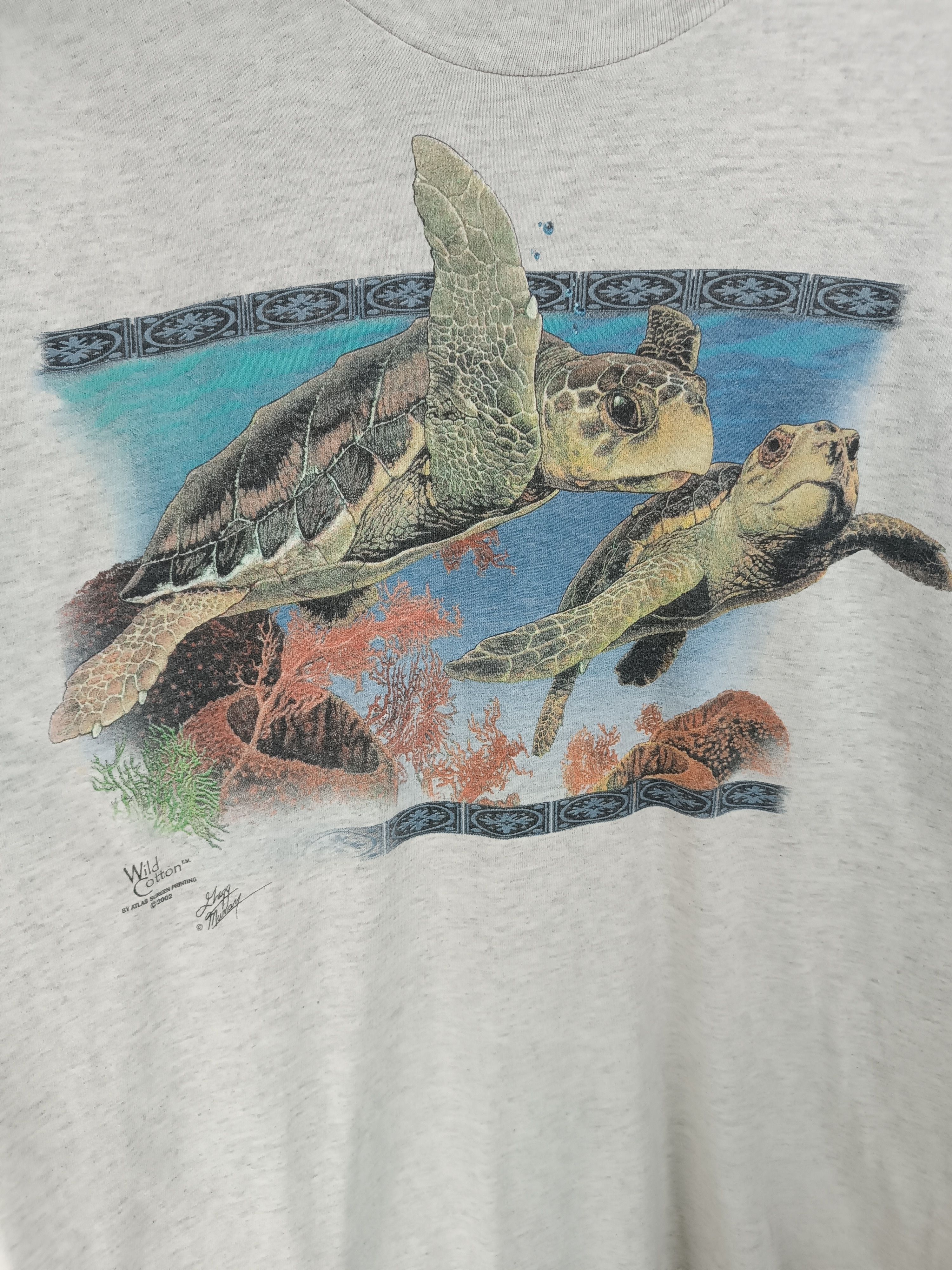 Vintage VINTAGE '02 SEA TURTLES ART WILD COTTON SINGLE STITCH RARE Size US L / EU 52-54 / 3 - 11 Thumbnail