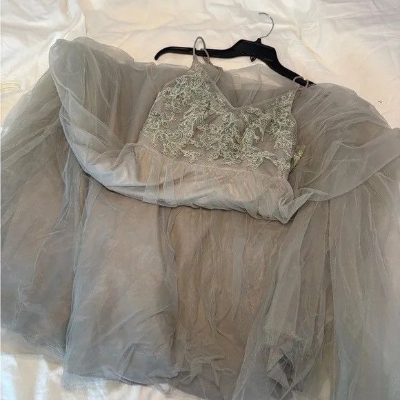 Other Sage Green Lace Tulle Dress Size XXL / US 16-18 / IT 52-54 - 2 Thumbnail