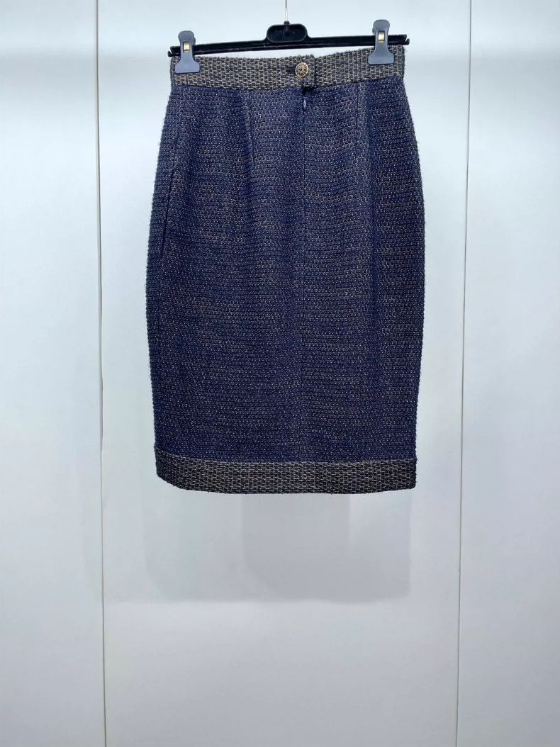 Chanel Gold thread tweed braided skirt 2504-Nextarrow
