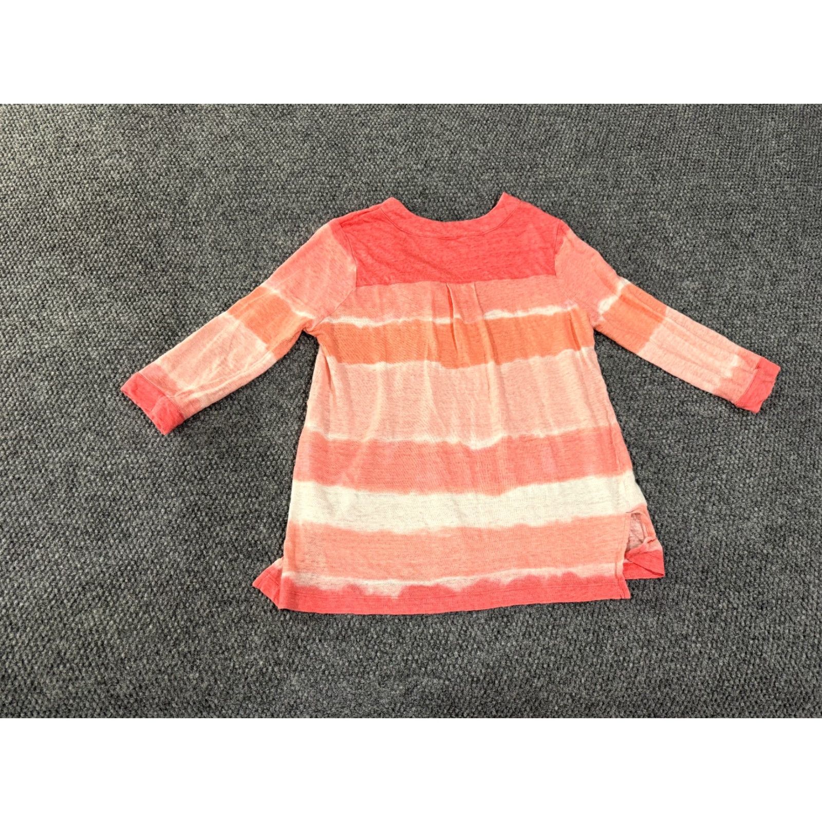 Vintage Chico's Blouse Shirt Womens 0 Pink White Striped Long Sleeve V-Neck Lightweight Linen Knit Rayon Casual All Seasons Spring Summer Fall Womens Size XS / US 0-2 / IT 36-38 - 7 Thumbnail