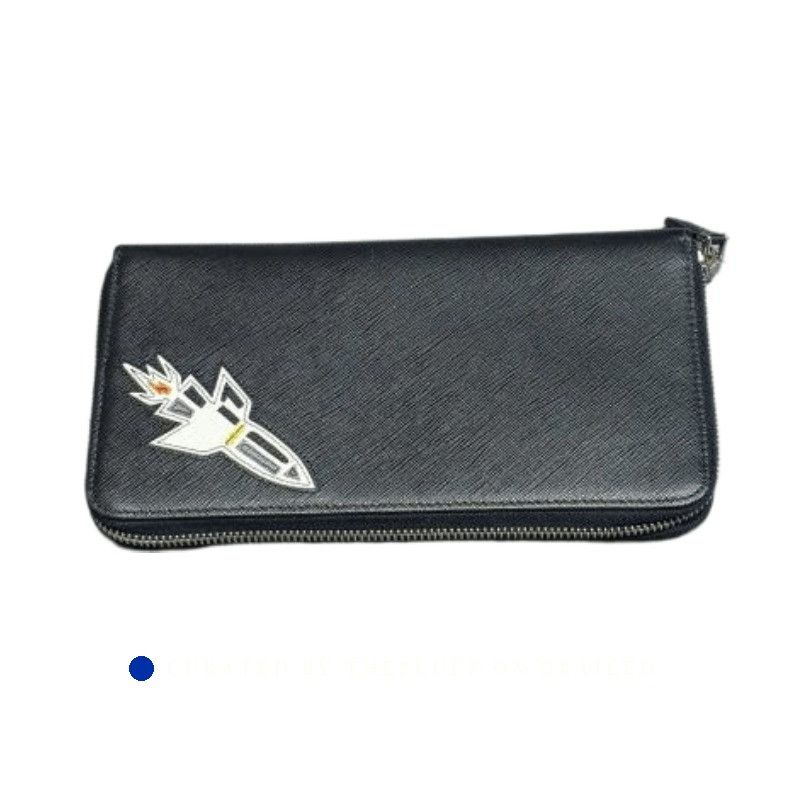 Prada Black Zip-Around Wallet with Rocket Emblem Size ONE SIZE - 1 Thumbnail