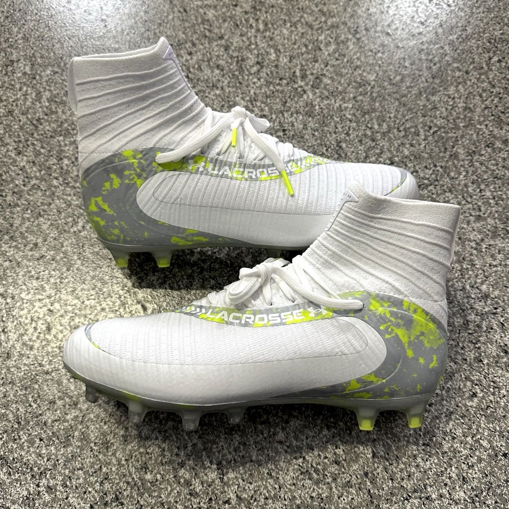 Under Armour Under Armour Highlight MC Lacrosse Cleats Men Size 8.5 White Neon Green Shoes Sneaker Football Lacrosse 3028659 MC 2024 Size US 9 / EU 42 - 2 Thumbnail