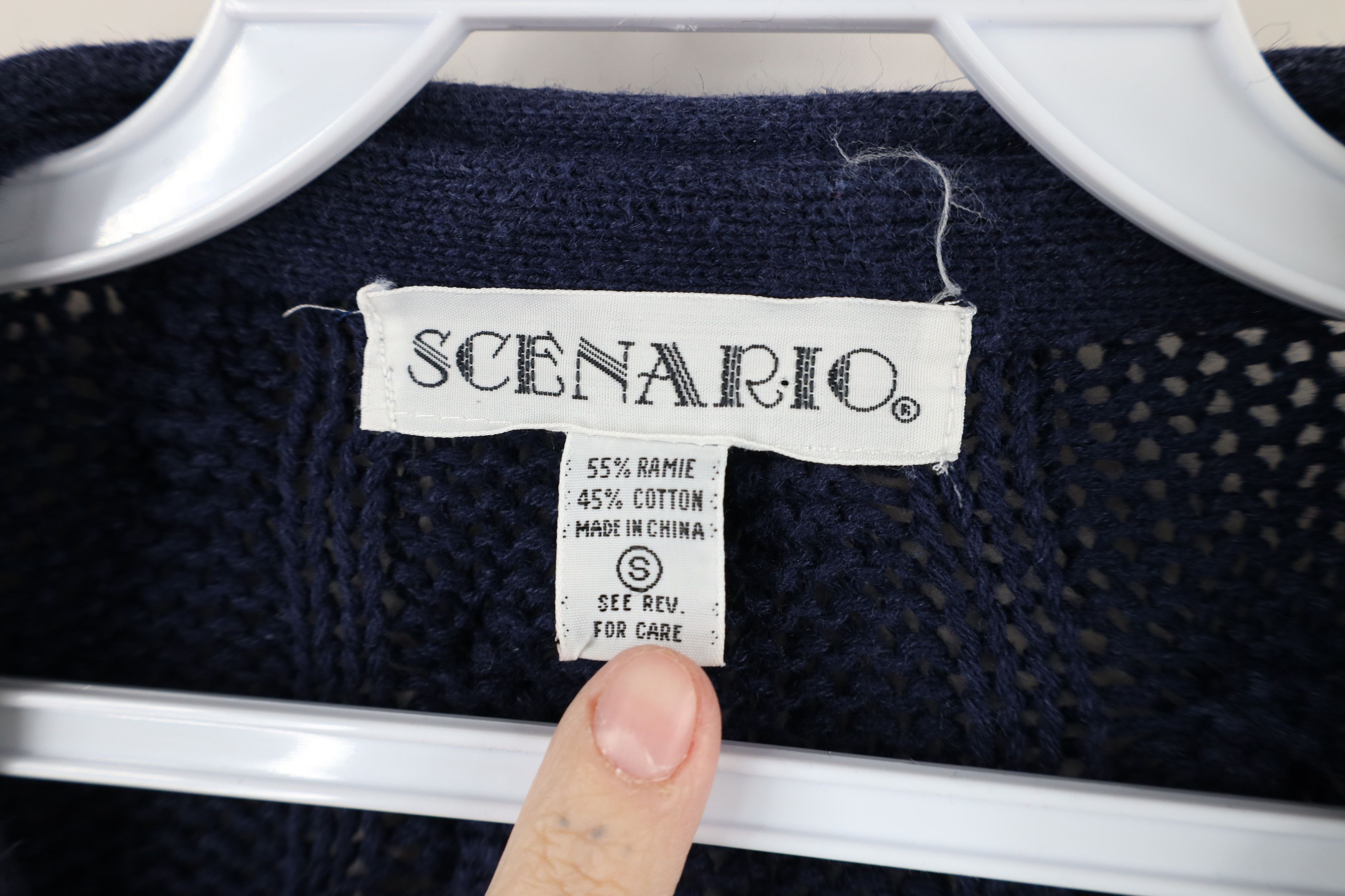Vintage Vintage 90s Streetwear Cable Knit Henley Sweater Navy Blue Size S / US 4 / IT 40 - 5 Thumbnail