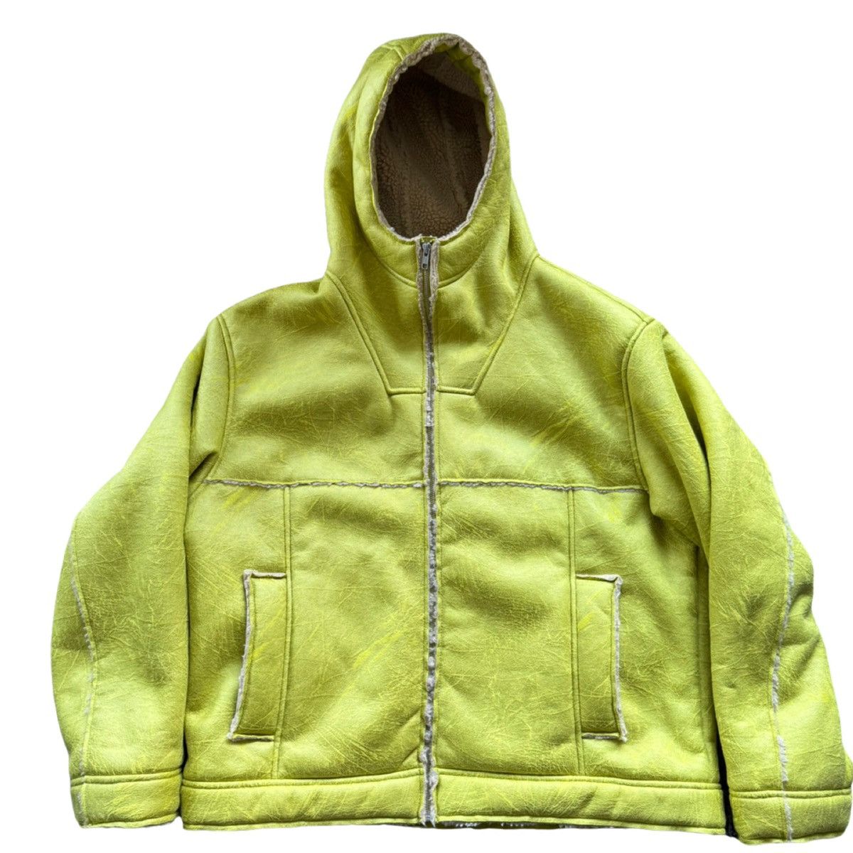 image of Supreme Faux Shearling Hooded Jacket in Yellow, Men's (Size XL)