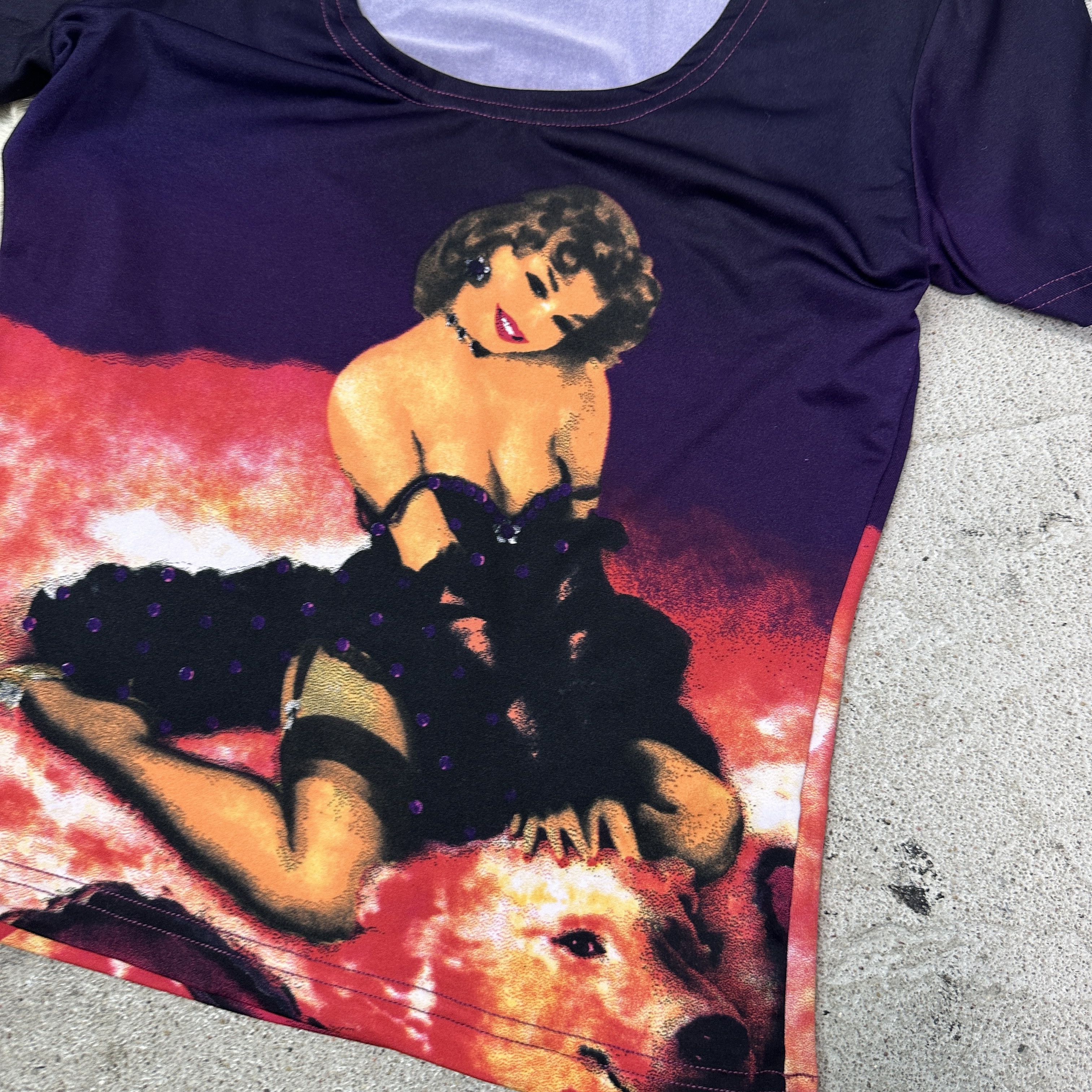 Vintage Vintage Avant Garde Fullrpint Glamour T-shirt 00s Size S / US 4 / IT 40 - 3 Thumbnail