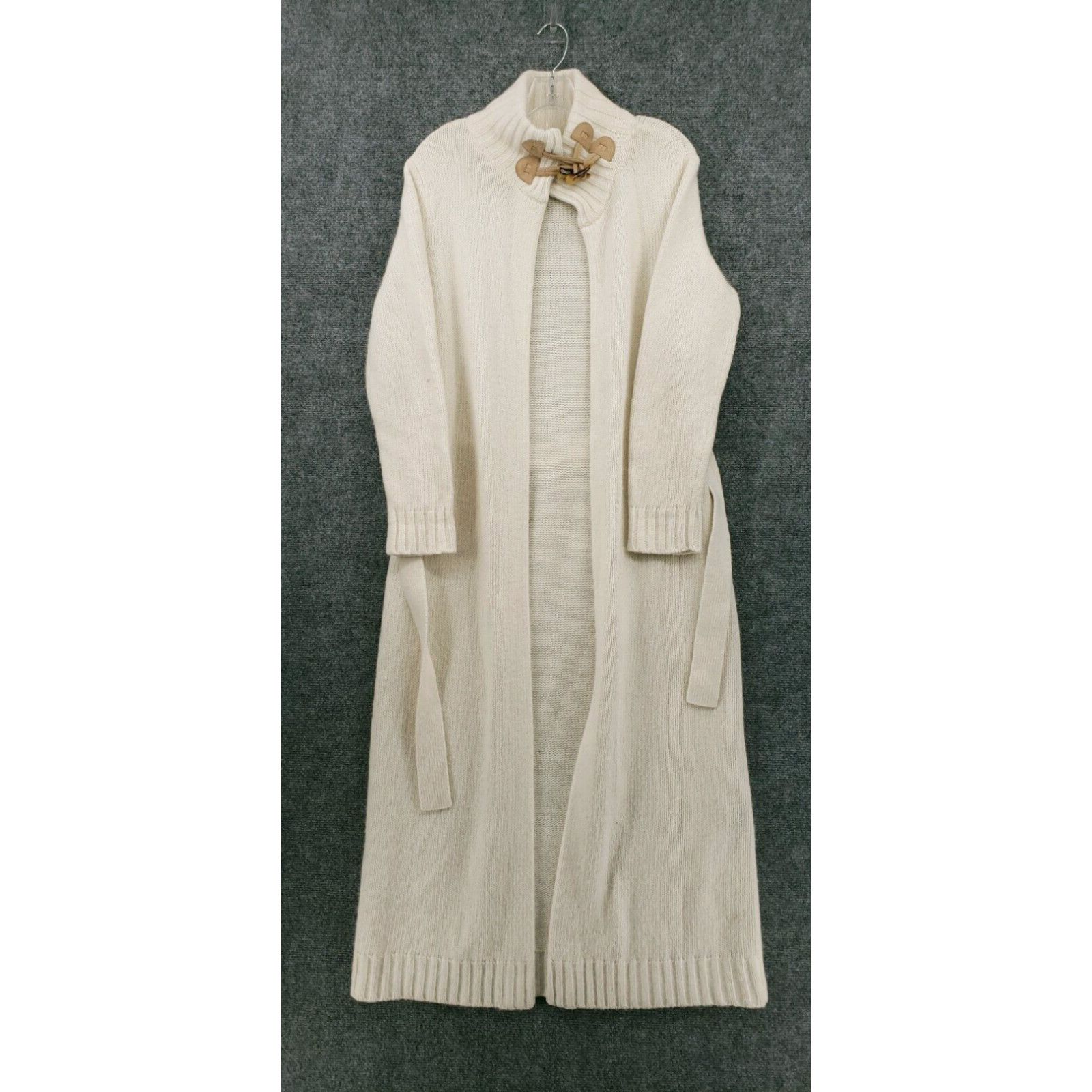 image of Lrl Ralph Laurent Sweater Women M Medium Cream Cardigan Longline Knit Wool Angora in White