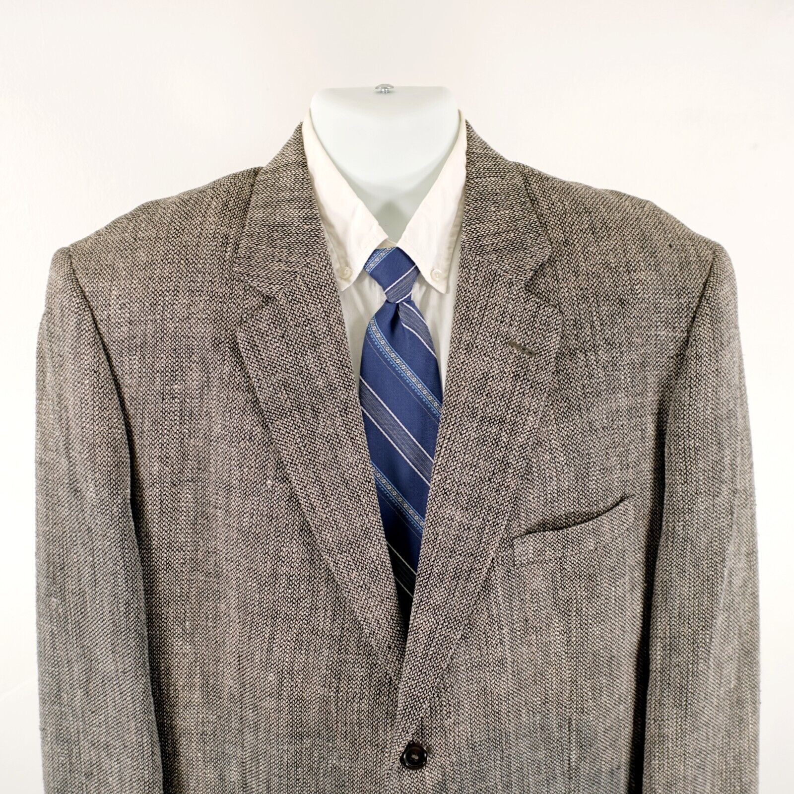 Stafford Stafford Tweed 100% Silk Black Tan White Spec 2 Button Sport Size ONE SIZE - 1 Thumbnail