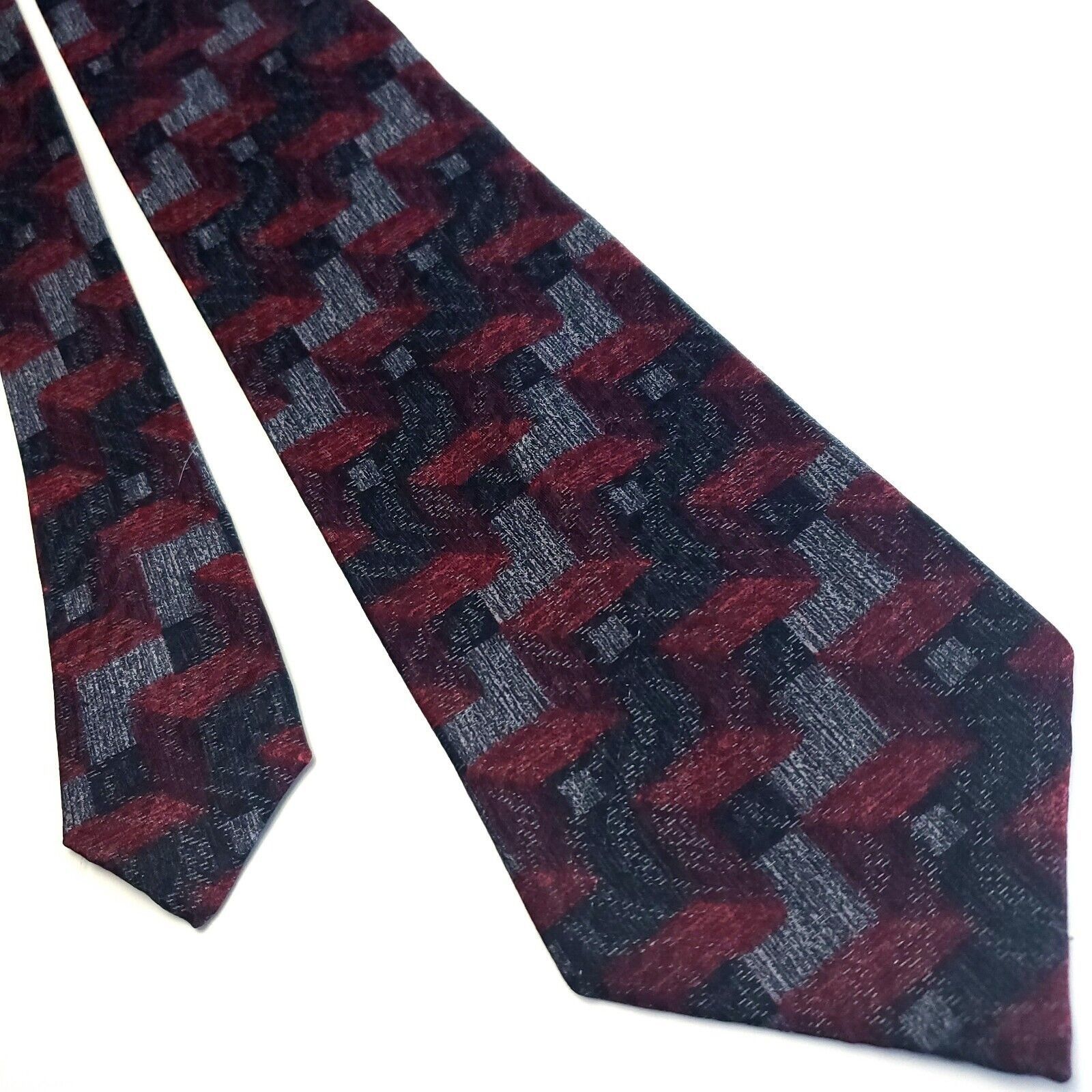 Vintage Tiziano Milano Gray Red Silk Tie Wide Striped Size ONE SIZE - 1 Thumbnail