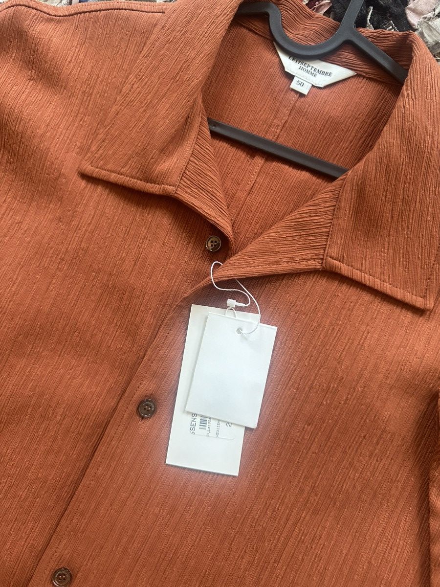 Homme Plisse Issey Miyake Burnt Orange Pleated Shirt $365 Retail Size US L / EU 52-54 / 3 - 4 Thumbnail