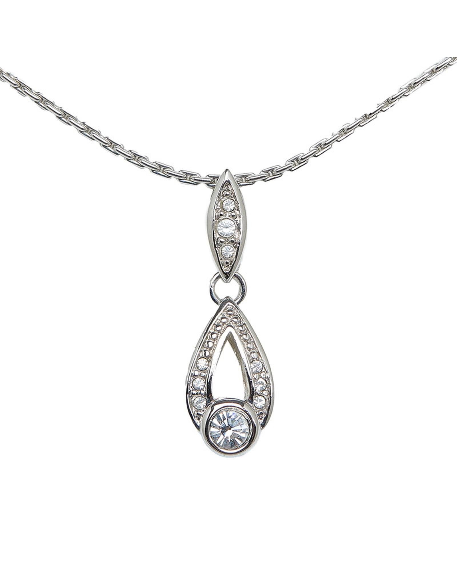 image of Dior Silver Rhinestone Pendant Necklace, Women's