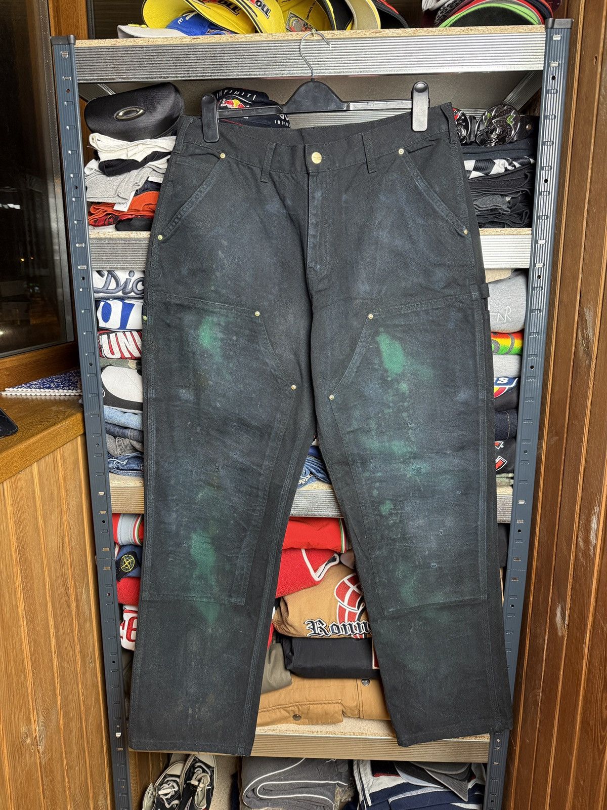 Carhartt VINTAGE FADED CARHARTT DOUBLE KNEE DENIM CARPENTER Size US 34 / EU 50 - 1 Thumbnail