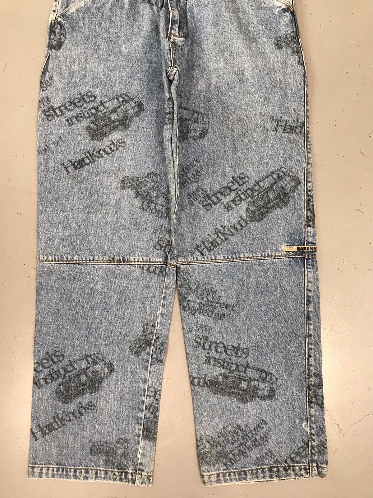 Vintage school of hard knocks printed denim