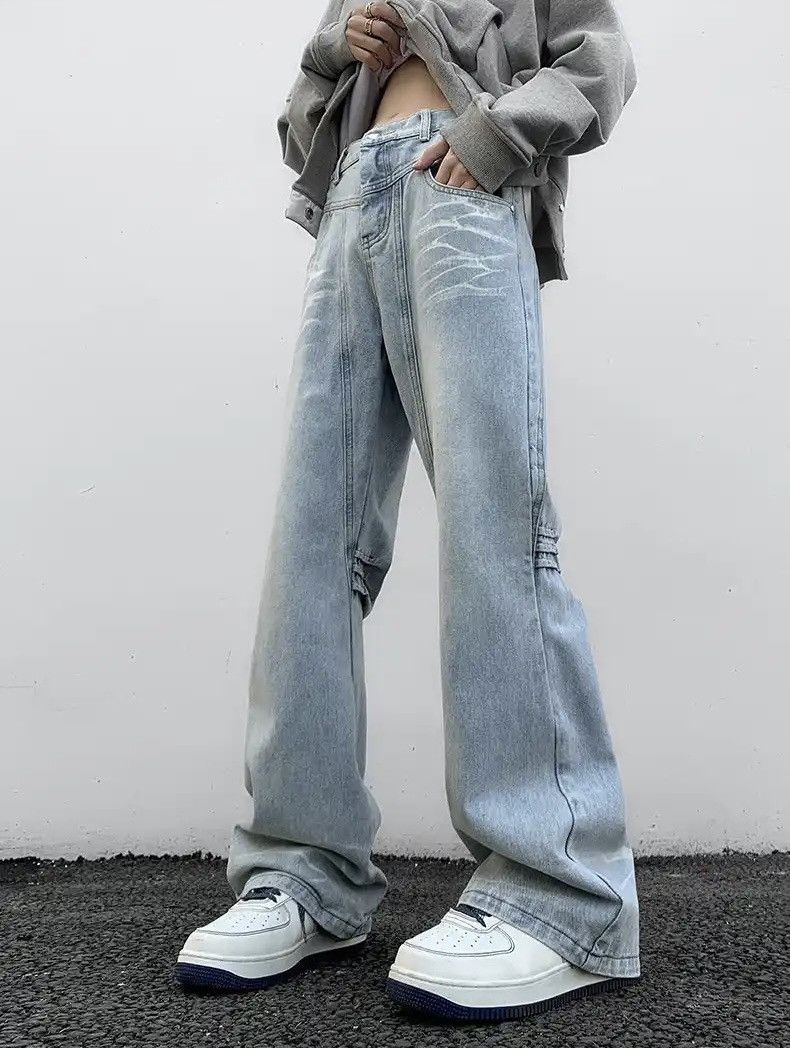 image of Distressed Denim x Jean Tie Dye Straight Leg Jeans in Blue, Men's (Size 29)