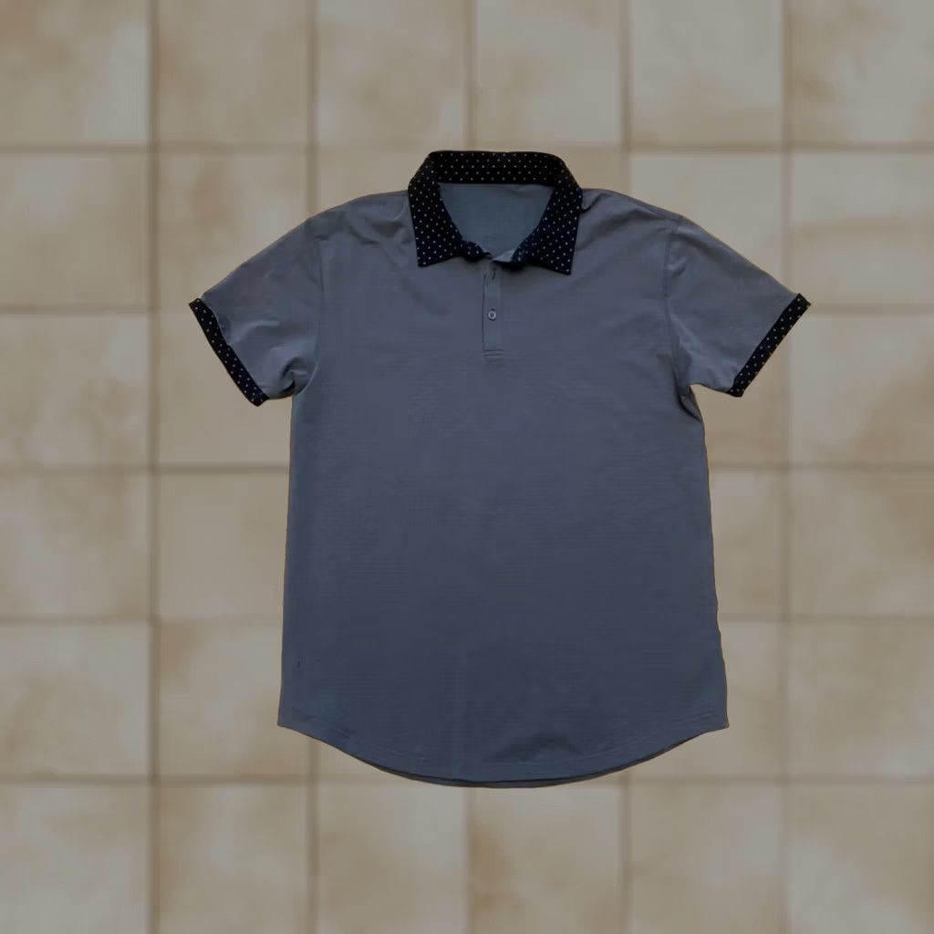 Vintage BYLT Lux Drop Cut Polo Shirt Stretch S/S Performance Mens L Gray Polka Dot Size US L / EU 52-54 / 3 - 1 Thumbnail