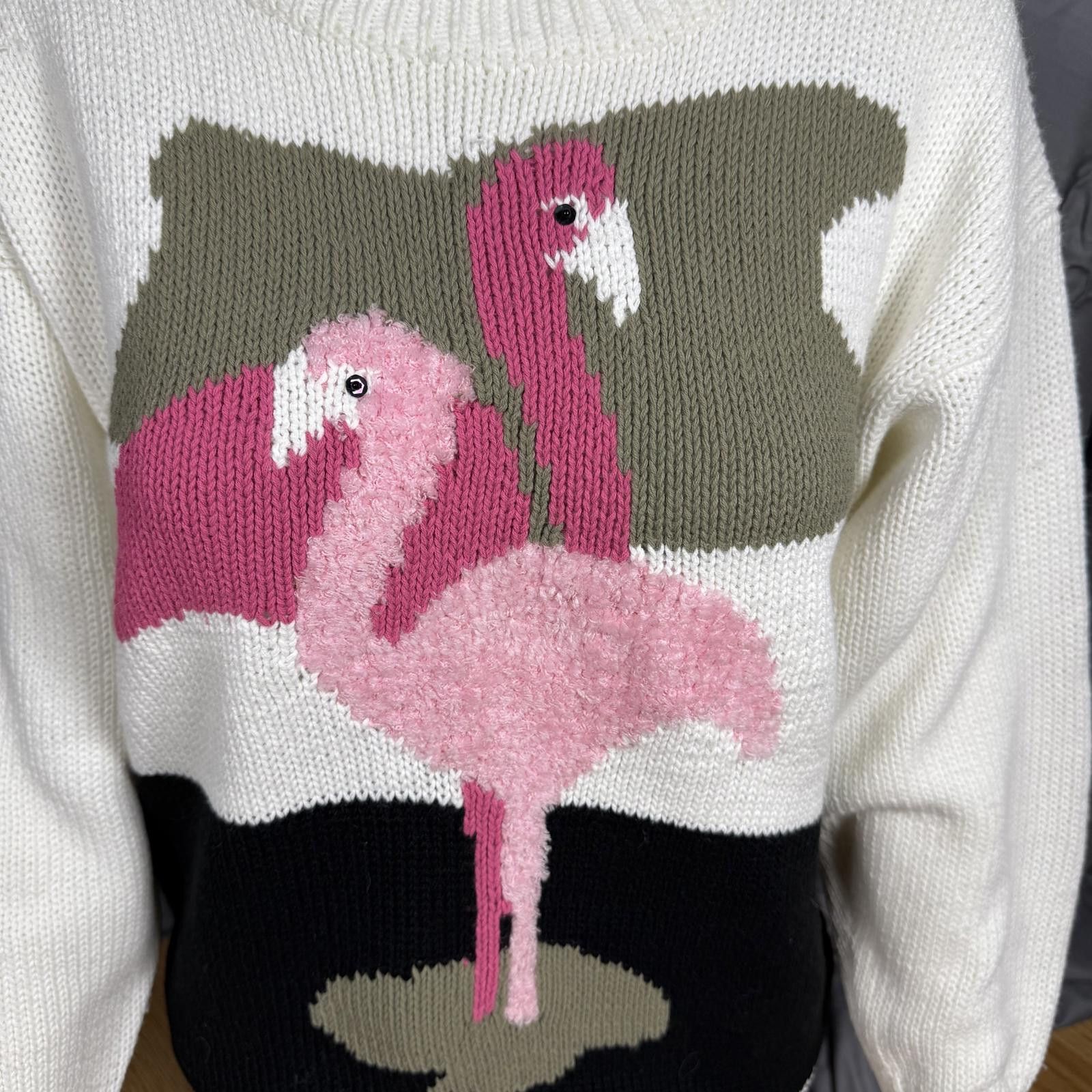 Other Vintage Flamingo Knit Sweater Womens Medium Size M / US 6-8 / IT 42-44 - 2 Thumbnail
