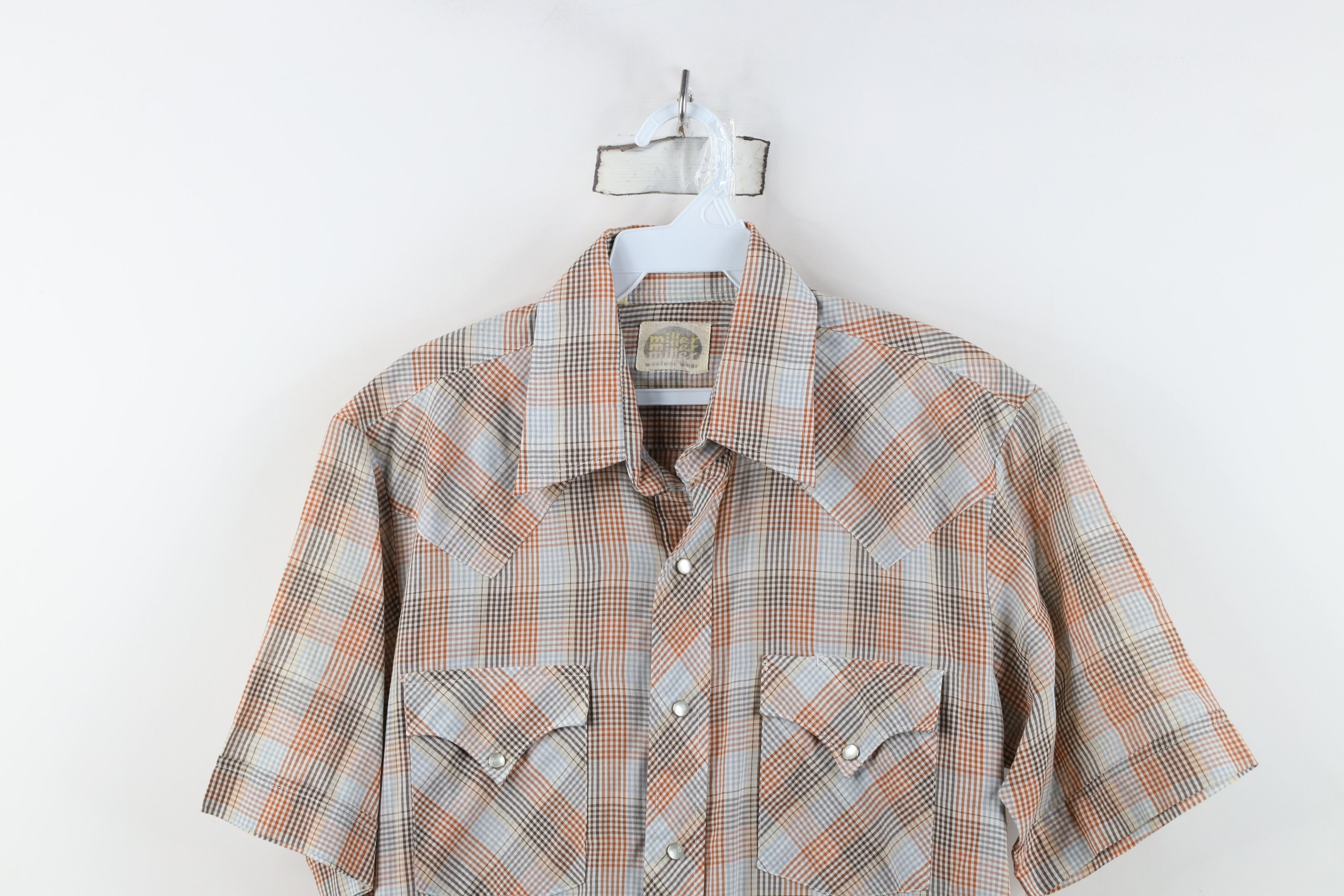 Vintage Vintage 70s Streetwear Short Sleeve Snap Button Shirt Plaid Size US M / EU 48-50 / 2 - 2 Thumbnail