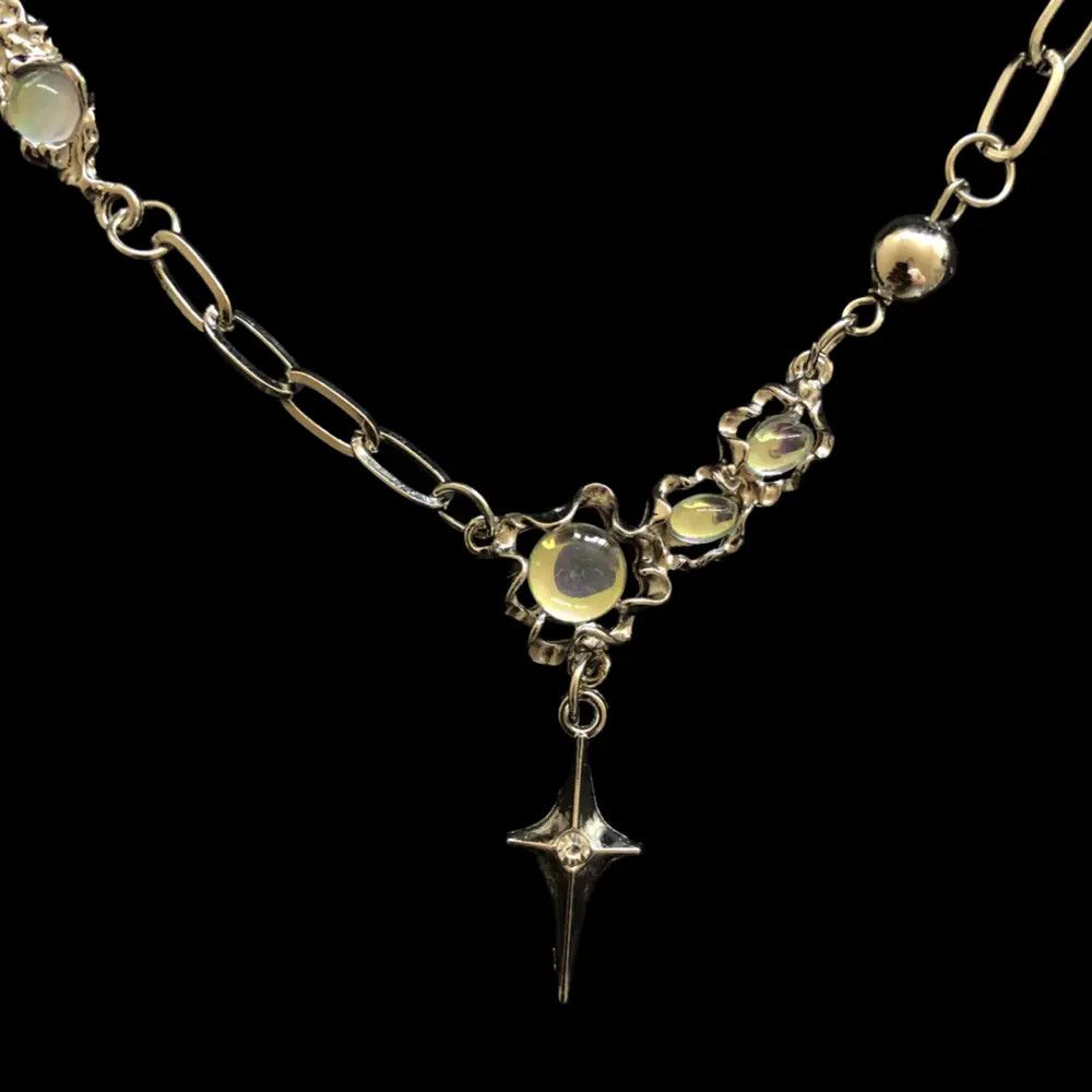 Jewelry Electro Chain Crystal Stone Silver Abstract Star Pop Fantasy Size ONE SIZE - 2 Thumbnail