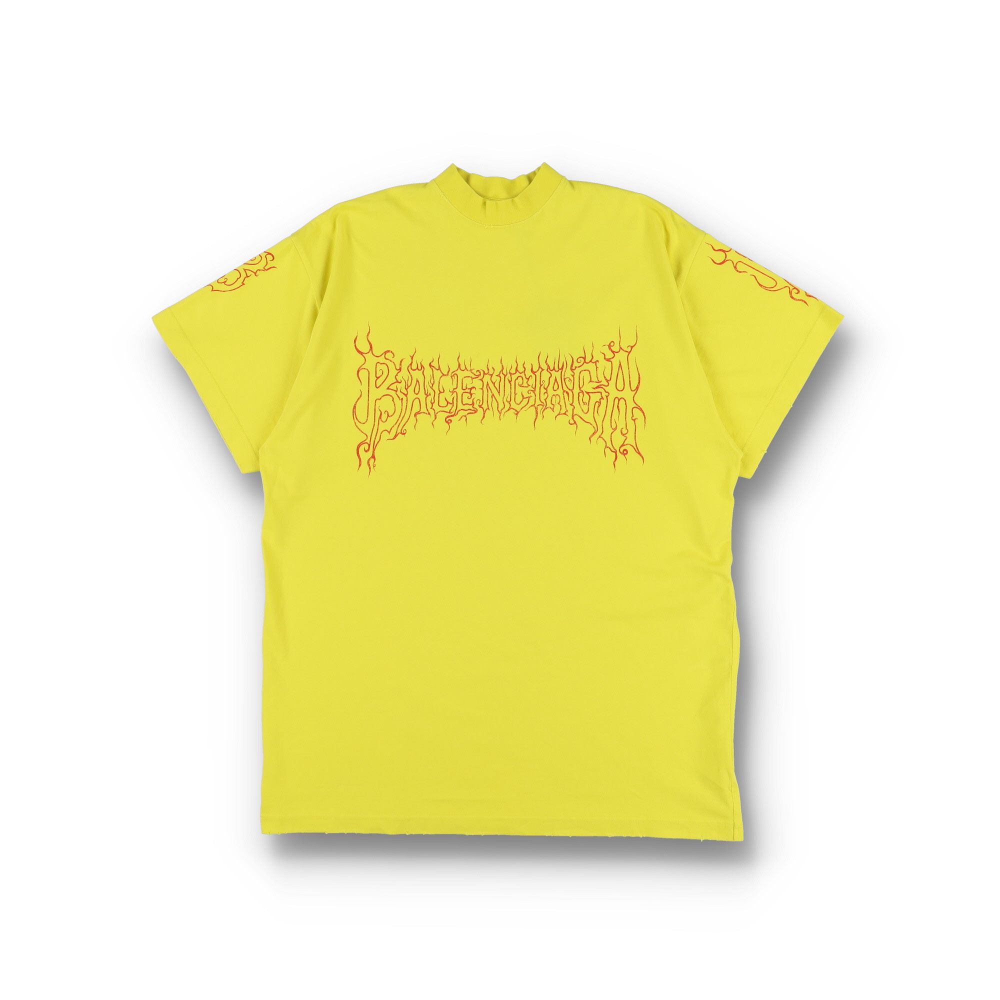 Balenciaga Yellow Distressed Darkwave Logo Oversized T-Shirt Size US XS / EU 42 / 0 - 1 Thumbnail