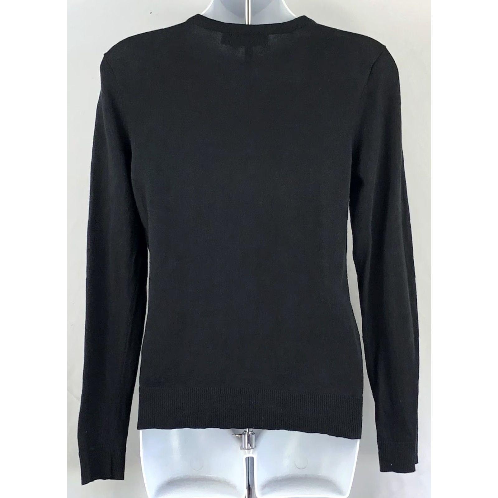 Vintage VINTAGE New York & Co Cardigan Sweater M Blk ButtonUp RoundNeck 90s Y2K Bratz Womens Cardigan Sweater Black Slim Knit Long Sleeve Button Front Size M / US 6-8 / IT 42-44 - 3 Thumbnail