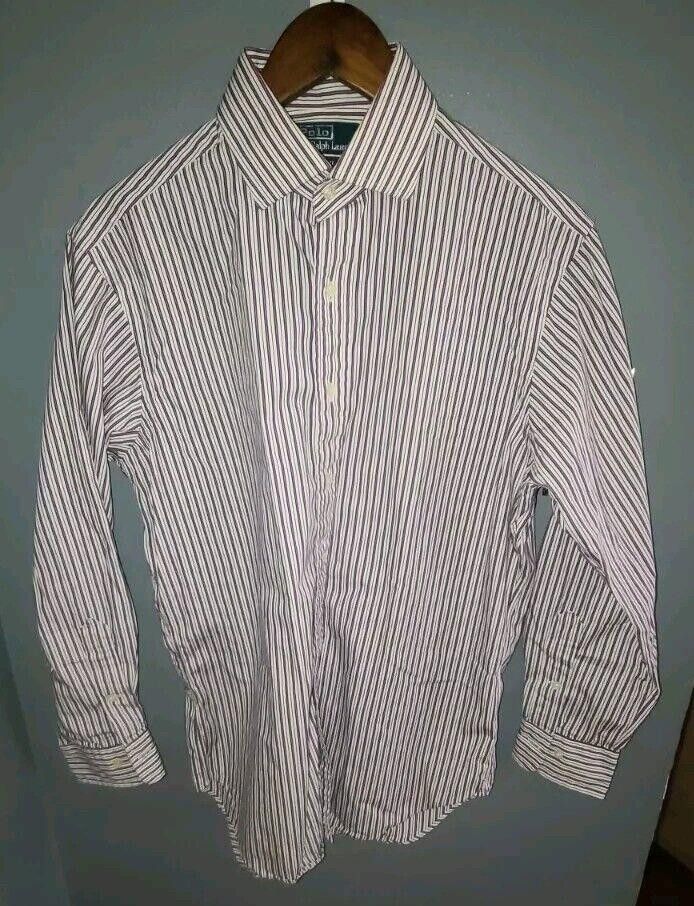 Polo Ralph Lauren Polo Ralph Lauren Men's Large 15.5 32/33 Purple White Regent Size 42R - 1 Thumbnail