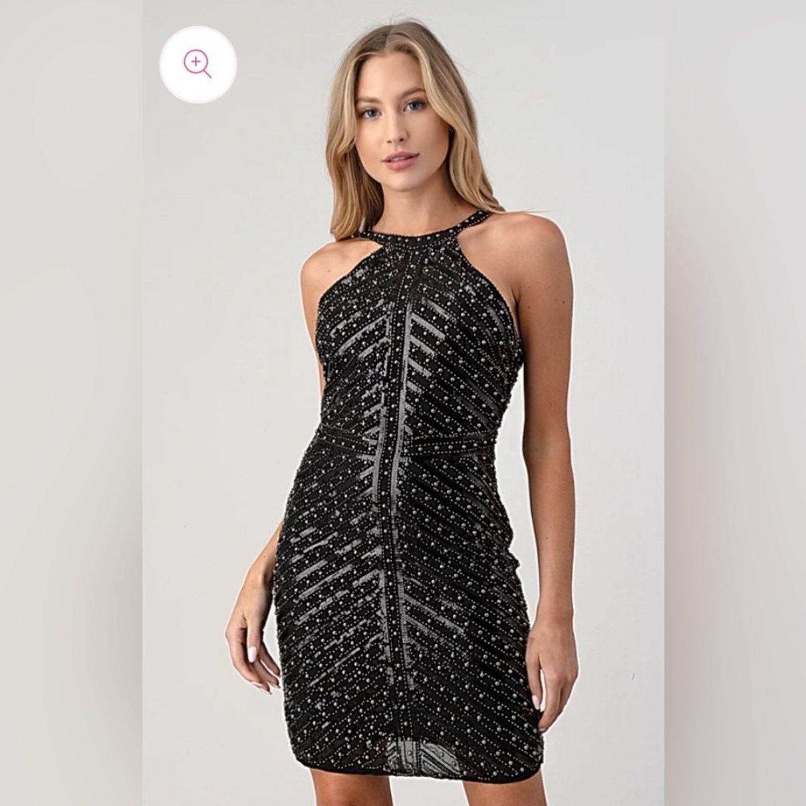 Other New Elegant Black Sequin Halter Dress size s Size S / US 4 / IT 40 - 2 Thumbnail