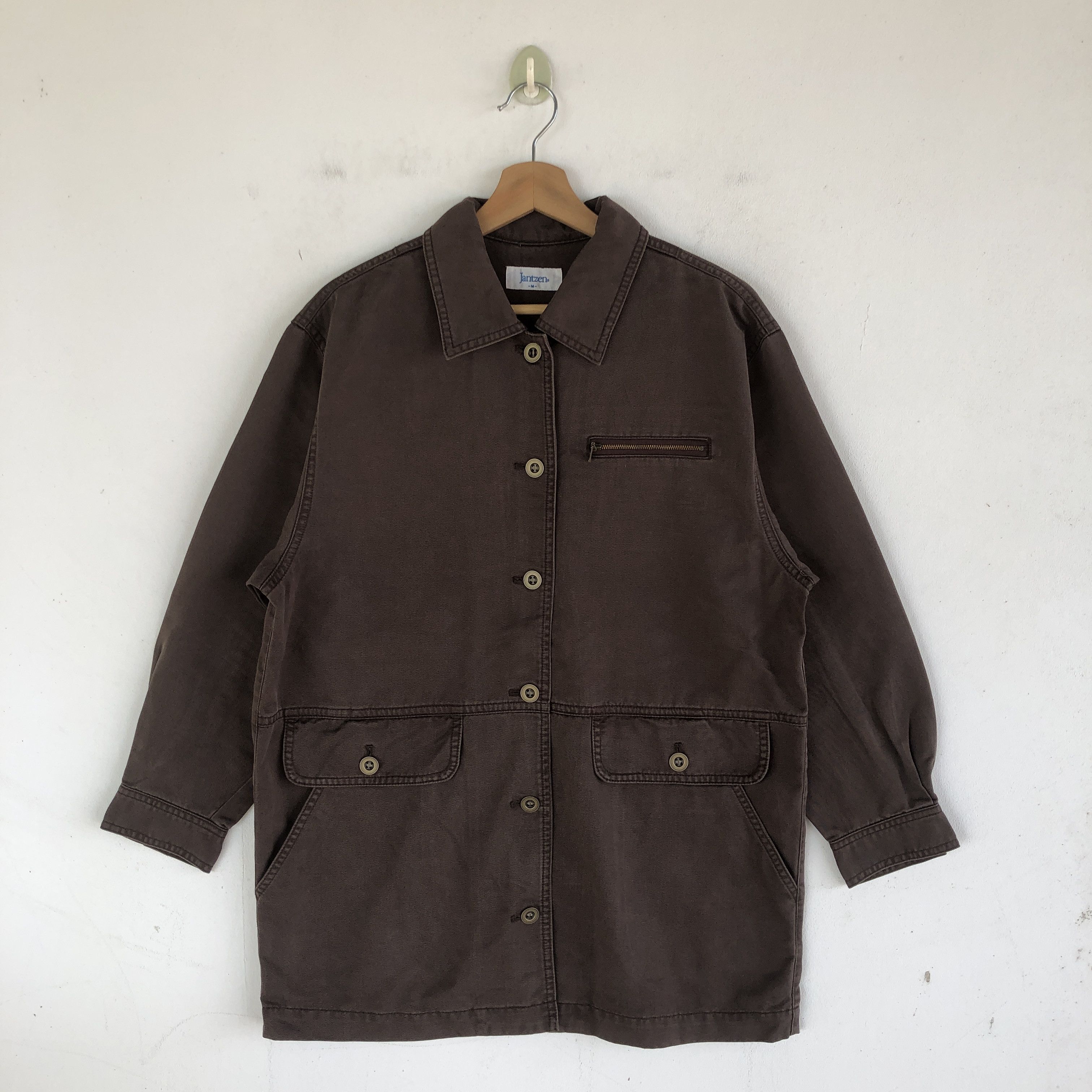 Japanese Brand Vintage Jantzen Chore Jacket Workers Multi Pocket Jackets Size US M / EU 48-50 / 2 - 1 Thumbnail