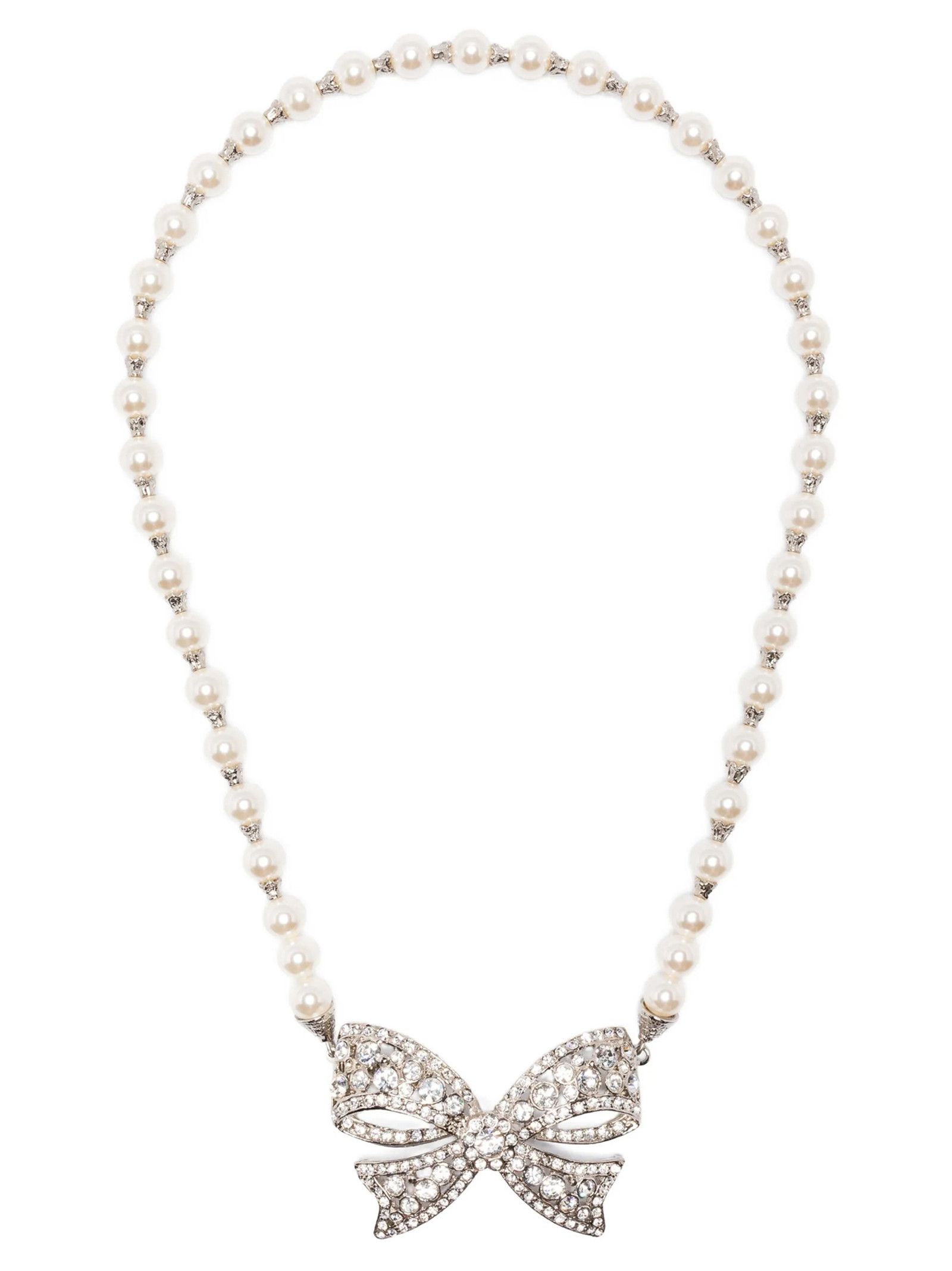 Alessandra Rich Pearl bow necklace Size ONE SIZE - 1 Thumbnail
