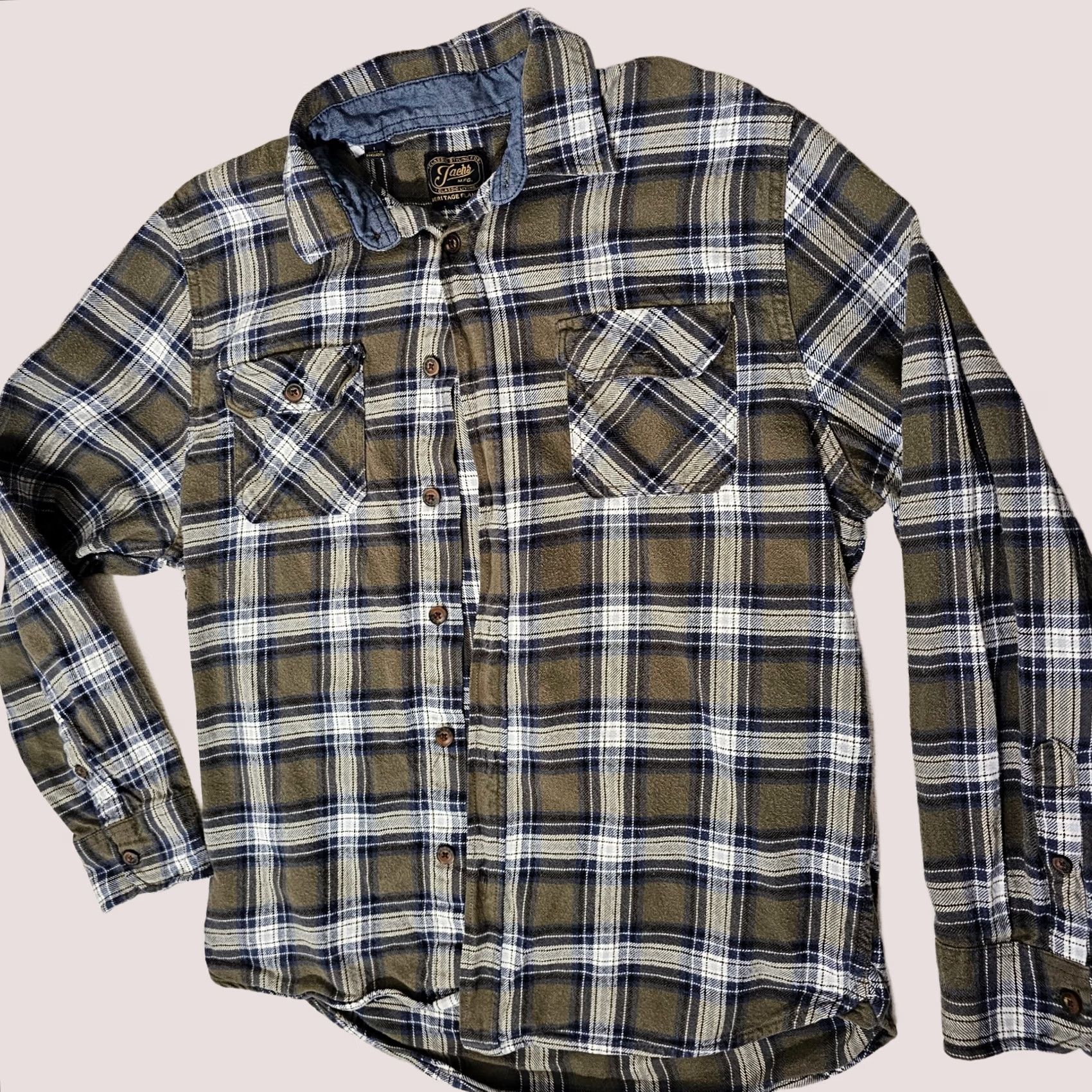 Vintage JACHS Shirt Men's L Green Blue Plaid Flannel Cotton Long Sleeve Button-Up Collar Spread Vintage: No, Regular Fit, 100% Cotton, Logo Size US L / EU 52-54 / 3 - 1 Thumbnail