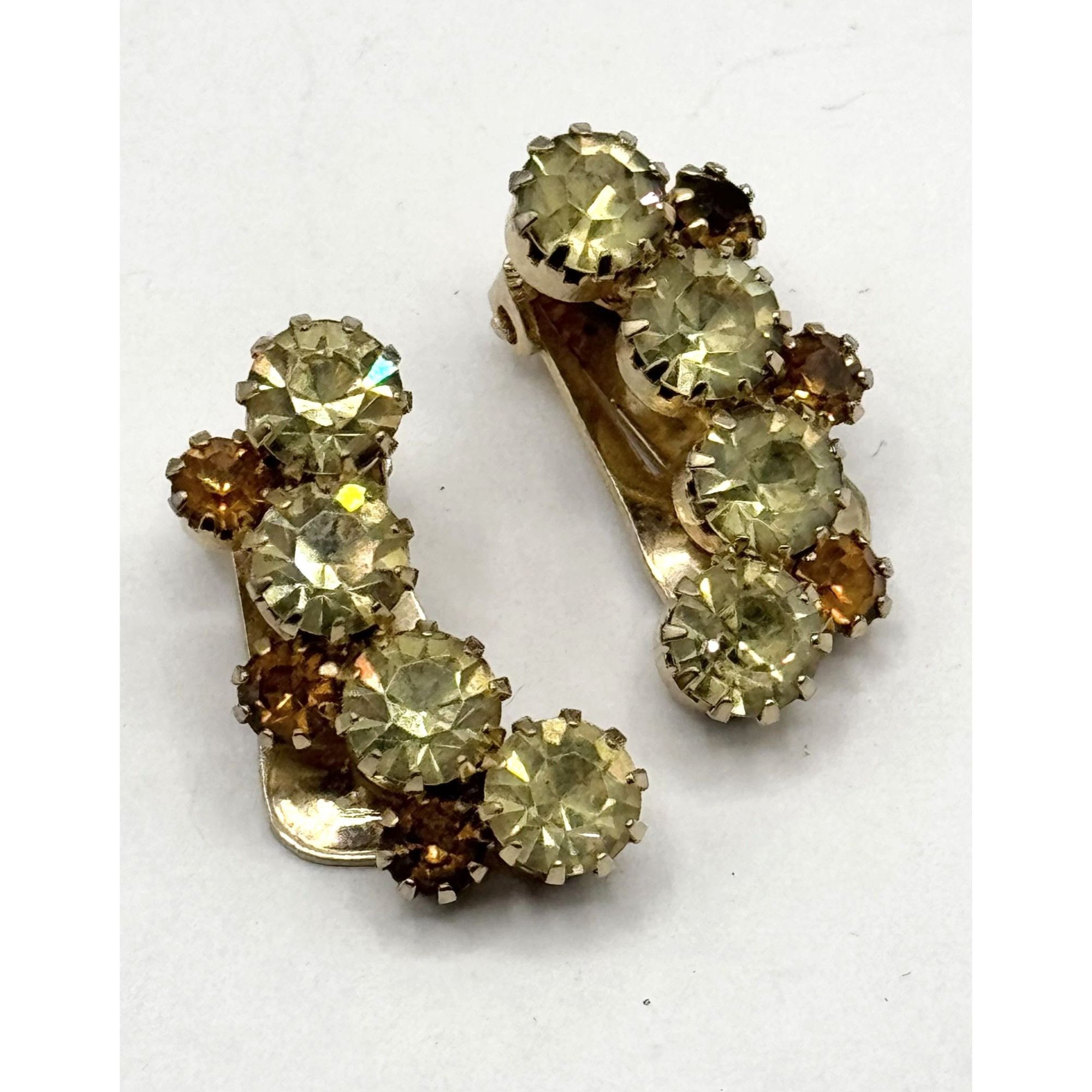 Vintage Vintage glass rhinestone climber clip on earrings Size ONE SIZE - 2 Thumbnail