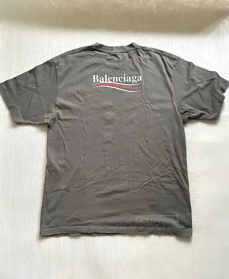 Balenciaga Balenciaga Gray Coke Wave Destroyed Short Sleeve Size US S / EU 44-46 / 1 - 1 Thumbnail