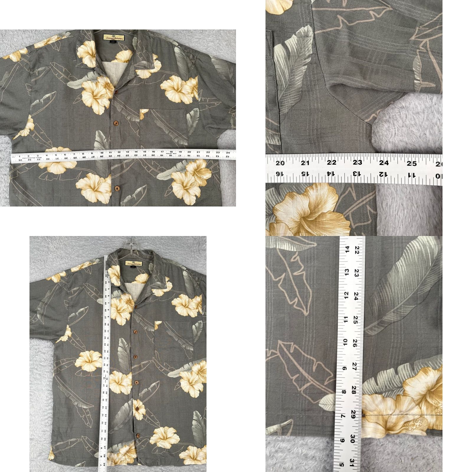 Tommy Bahama Tommy Bahama Shirt Men L Gray Floral Button-Up Silk Hawaiian Aloha Beach Vacation 100% Silk Relaxed Short Sleeve Mens Size US L / EU 52-54 / 3 - 8 Thumbnail