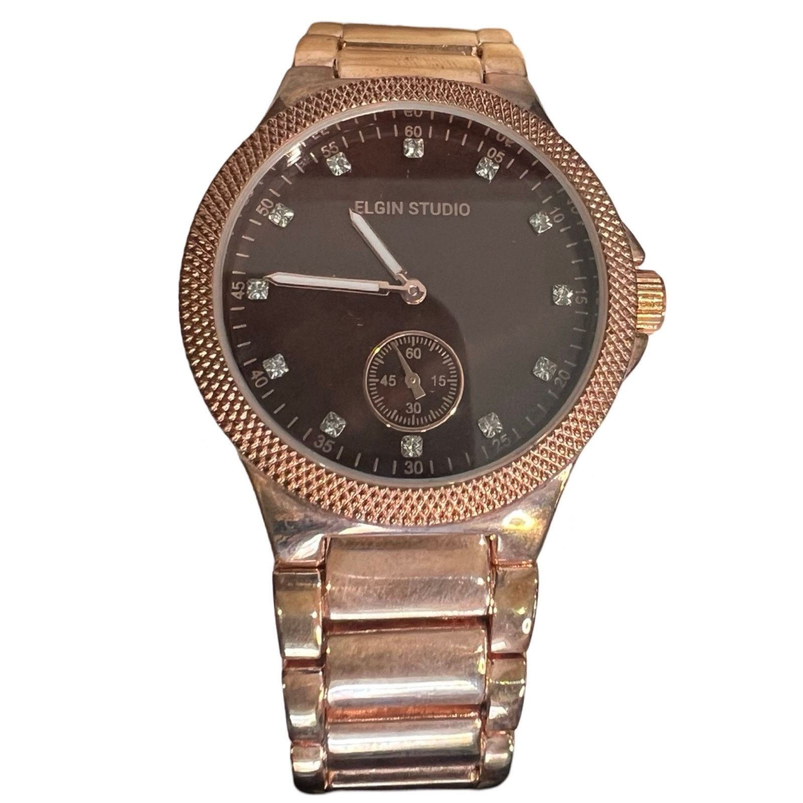 Elgin Studio Rose Gold Analog Swarovski Watch New With Box, Women's