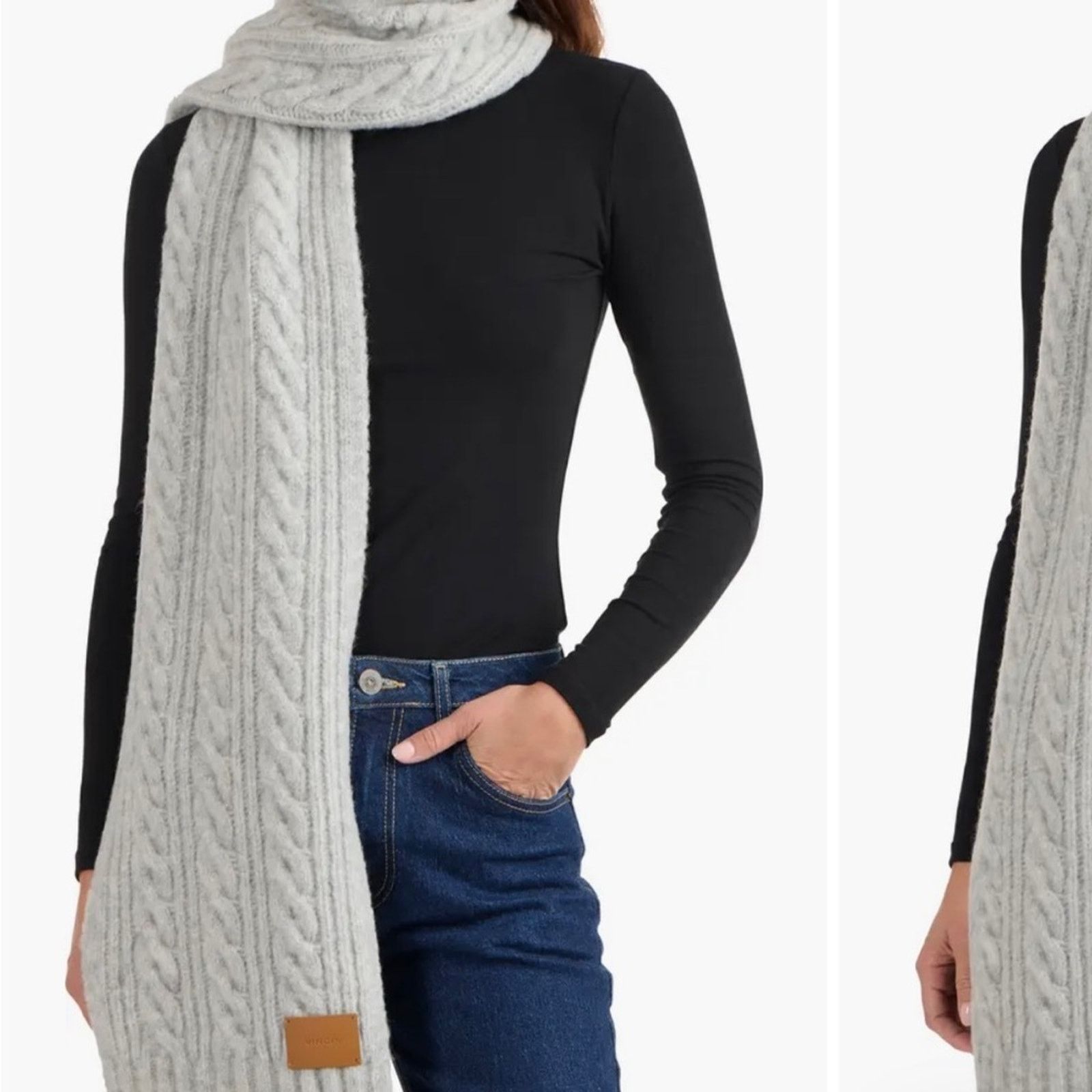 Vince Vince Airspun Cable Knit Scarf Light Grey Size ONE SIZE - 1 Thumbnail
