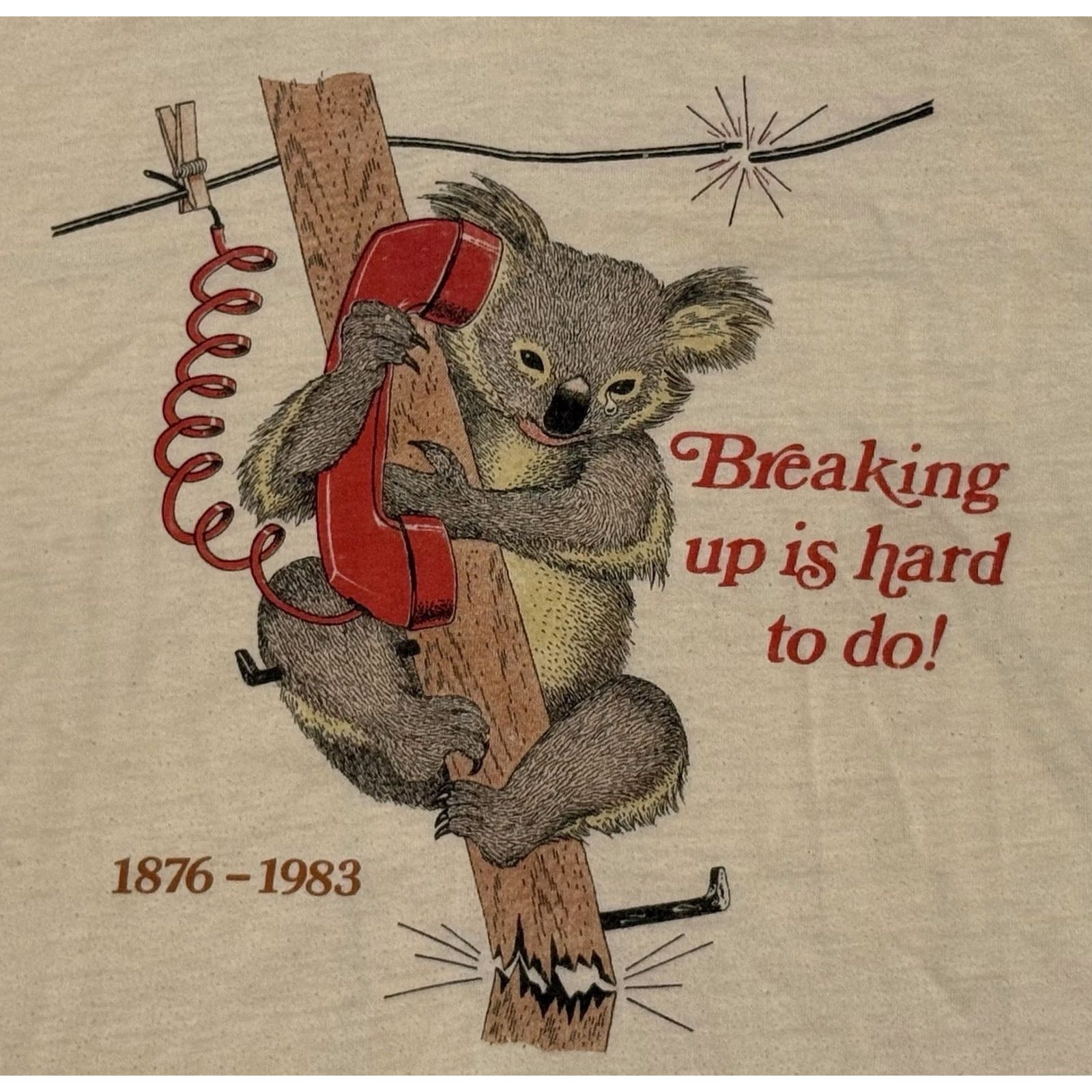 TEE JAYS VINTAGE Bell Telephone Koala Shirt XL Tee Jays 80s T-Shirt Graphic Print Crew Neck White Unisex Adults Shirts Short Sleeve Cotton Size US XL / EU 56 / 4 - 3 Thumbnail