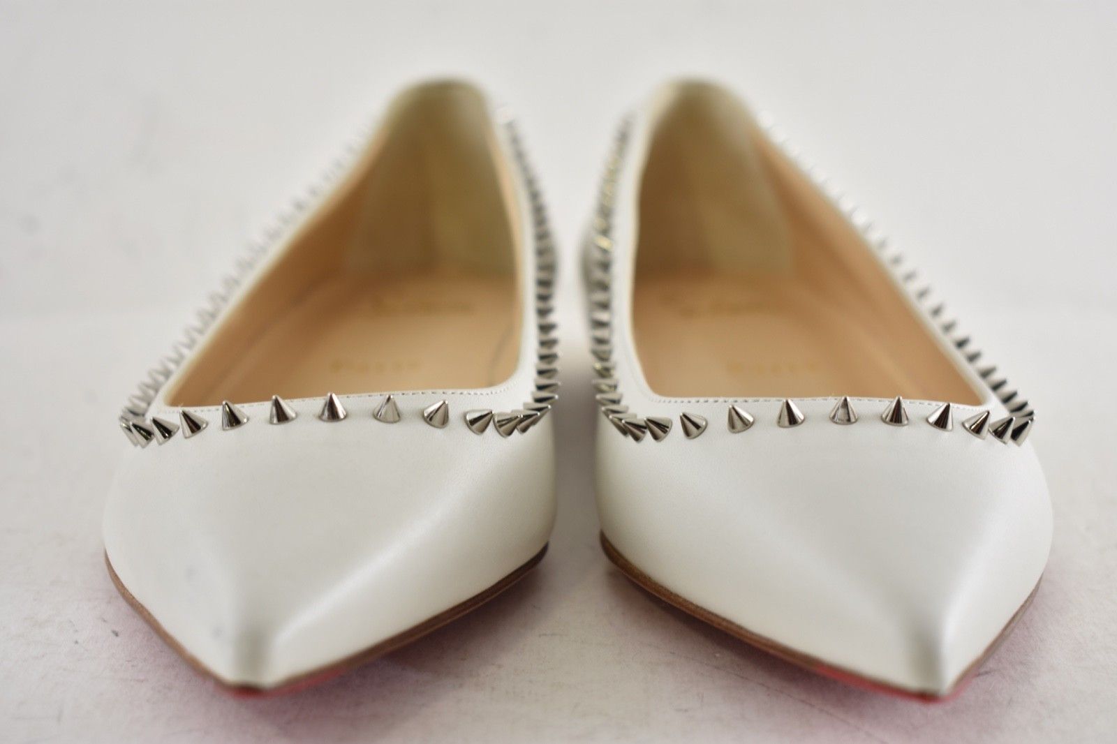 Christian Louboutin Anjalina Flat White Snow Leather Spike Pointed Ballerina 36 Size US 6 / IT 36 - 7 Thumbnail