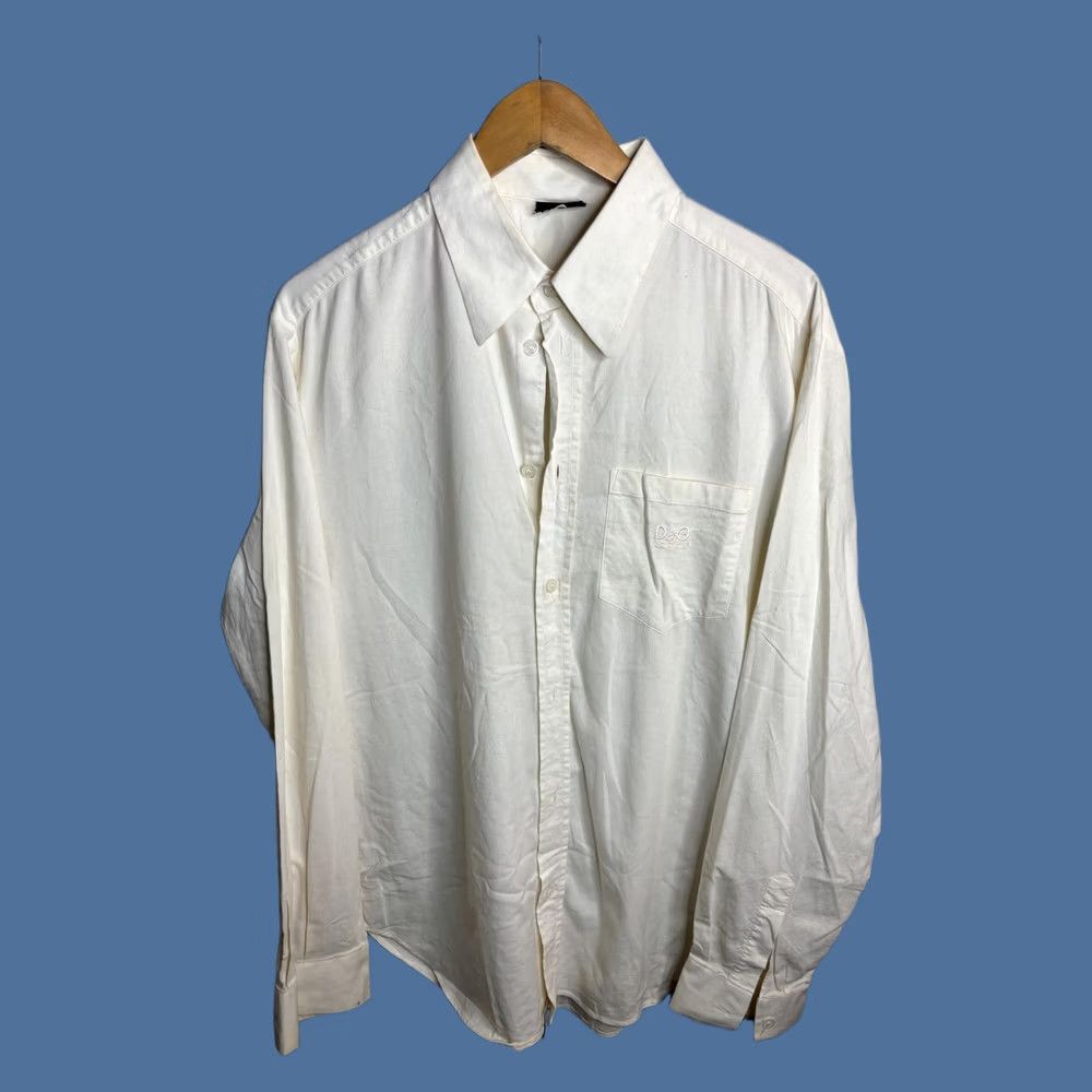Logo 7 D&G Shirt Mens 36 White Button Down Long Sleeve Dress Classic Pocket Logo Size 36R - 1 Thumbnail