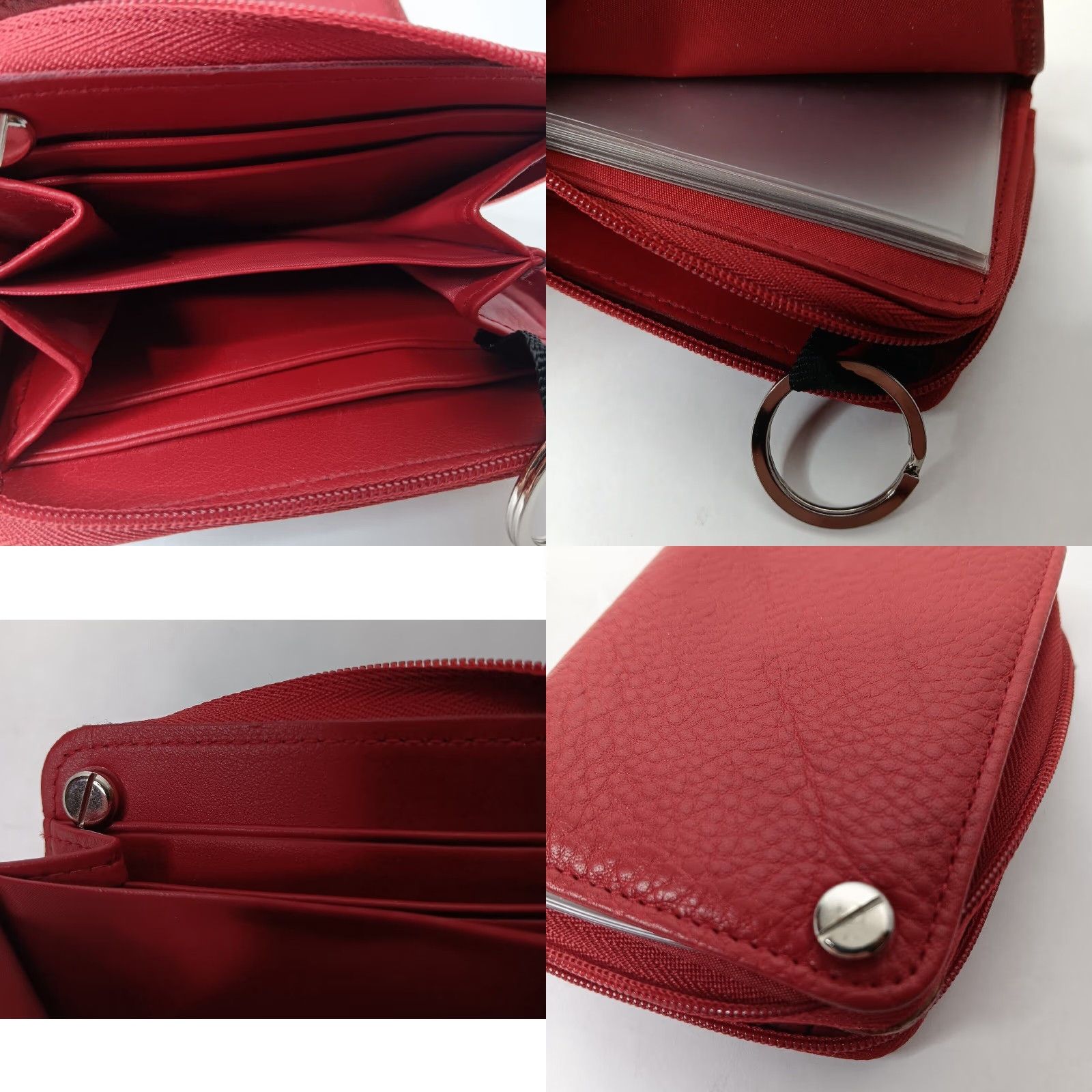 Vintage VINTAGE Buxton Wallet Womens Red Leather Zipper Small Cardholder Keychain Pebbled Photo holder 3x4 3" 4" Zip-Around Size ONE SIZE - 8 Thumbnail