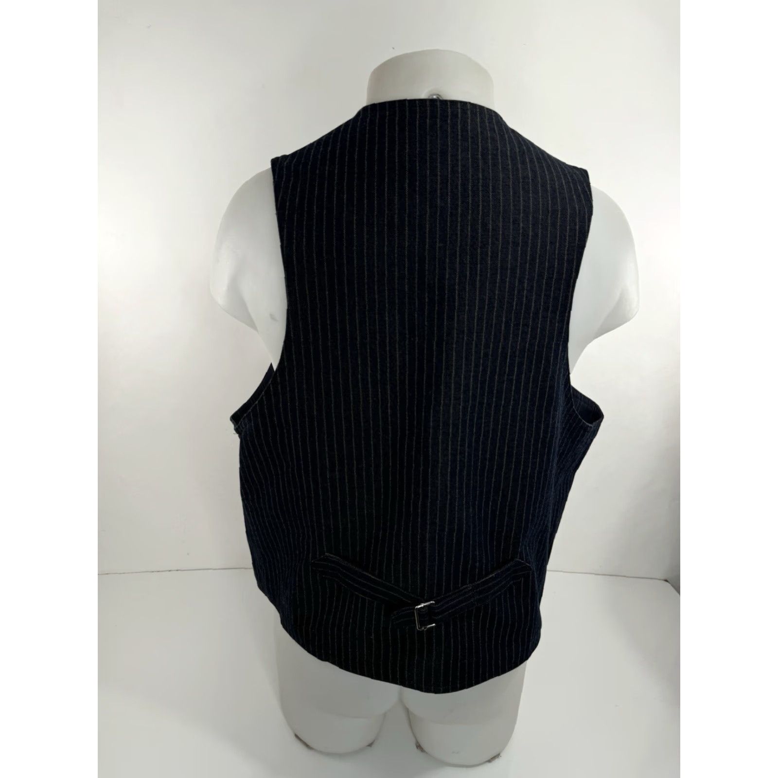 Vintage Frontier Classics Vest Striped Mens L Western Waistcoat - MINT, Cotton, Blue / Beige, Frontiers, Western, Vest, Men, Size L, Regular Fit Size US L / EU 52-54 / 3 - 4 Thumbnail