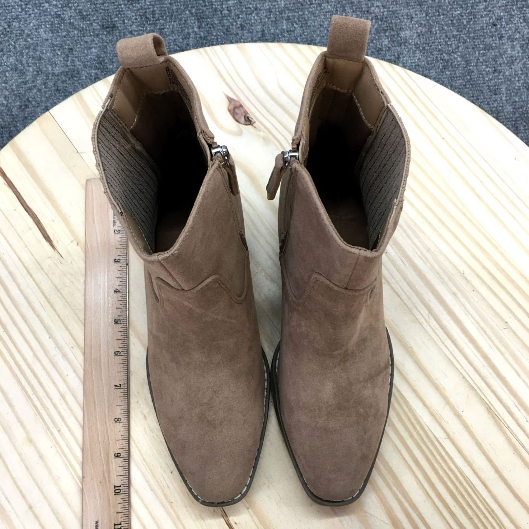 Vintage Universal Thread Boots Womens 8 Solita Ankle Bootie Brown Faux Leather Zip Block Boots Size US 8 / IT 38 - 6 Thumbnail
