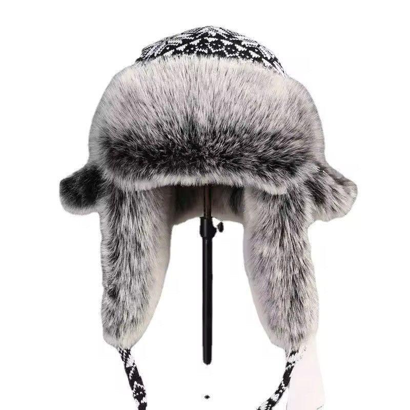 Designer Knitted Fluffy Faux Fur Ushanka Winter Outdoor Hat Size ONE SIZE - 3 Thumbnail
