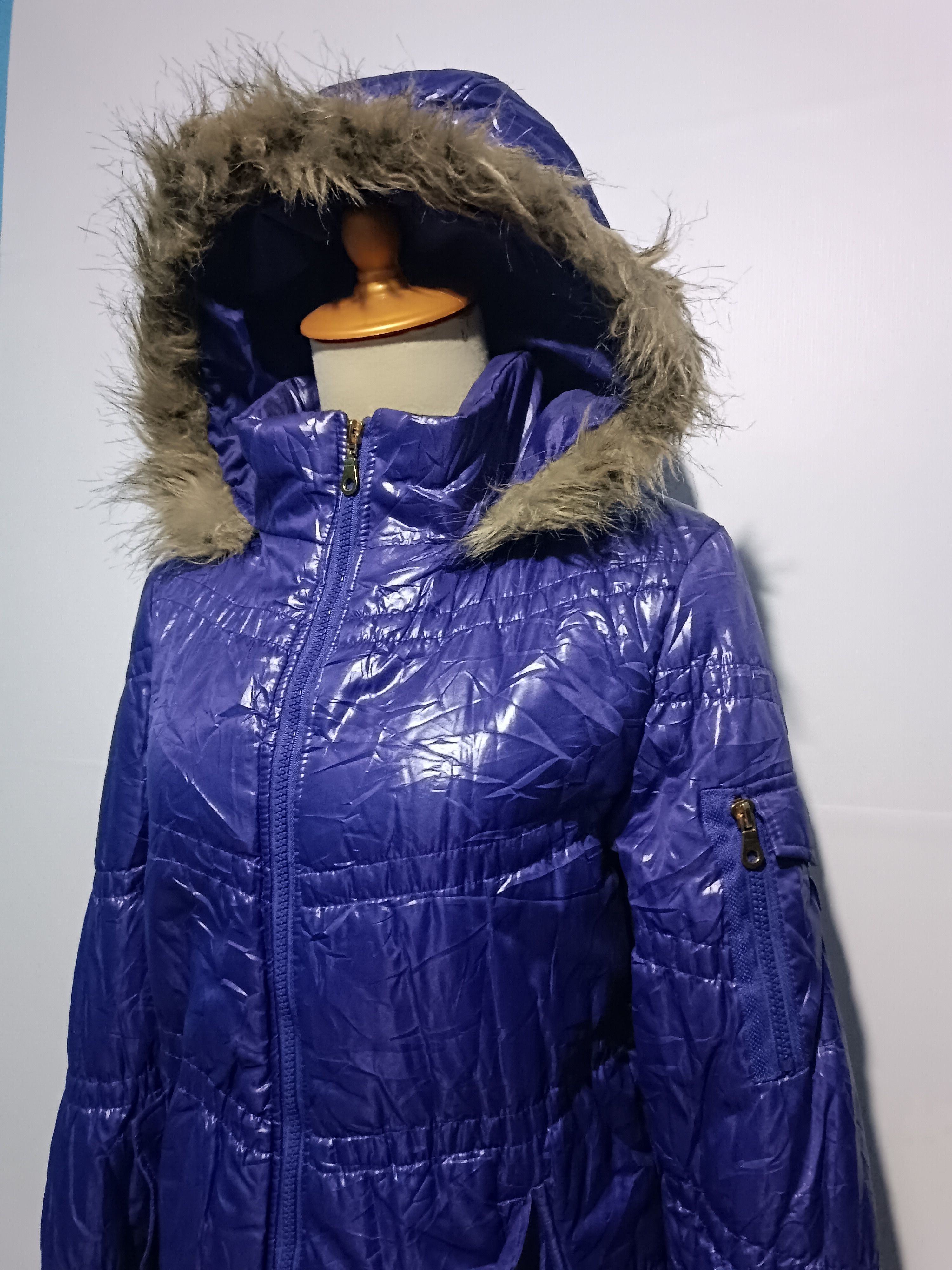 Japanese Brand Women's Faux Fur Hood Puffer Jacket Purple Size M / US 6-8 / IT 42-44 - 2 Thumbnail