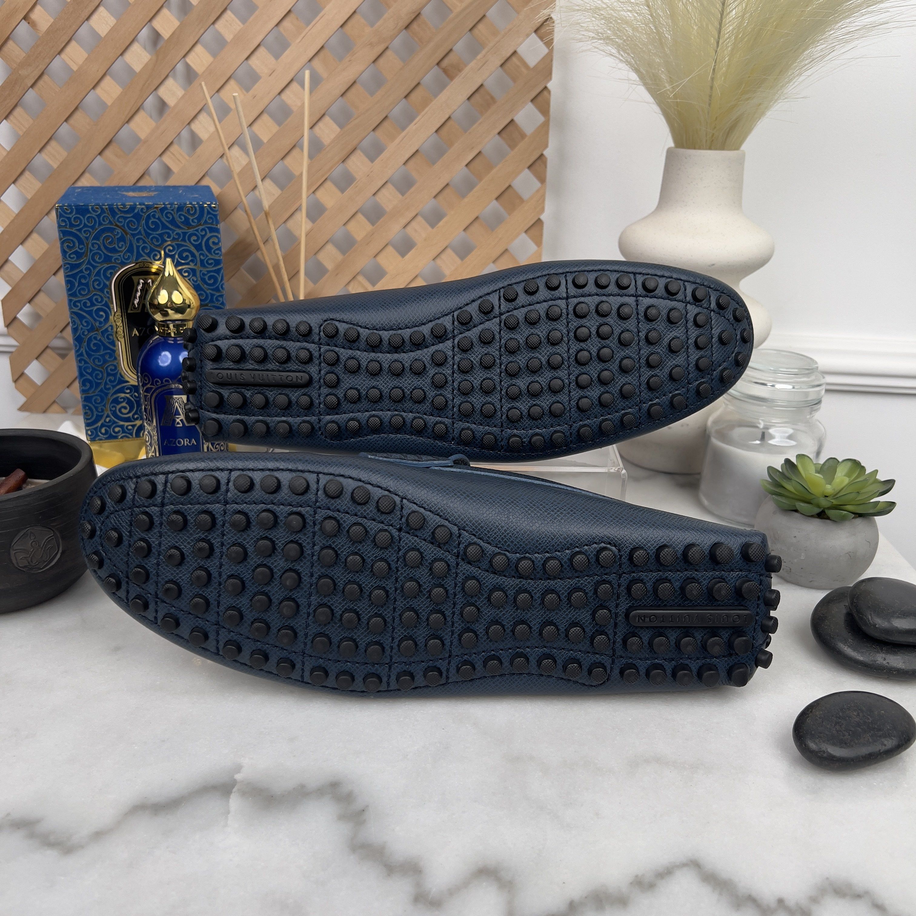 Louis Vuitton Hockenheim Moccasins Blue Taiga Leather Size US 9.5 / EU 42-43 - 10 Thumbnail