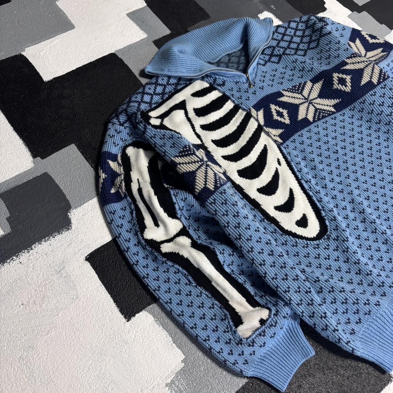 Japanese Brand × Vintage vintage sweater skeleton Size US L / EU 52-54 / 3 - 4 Thumbnail