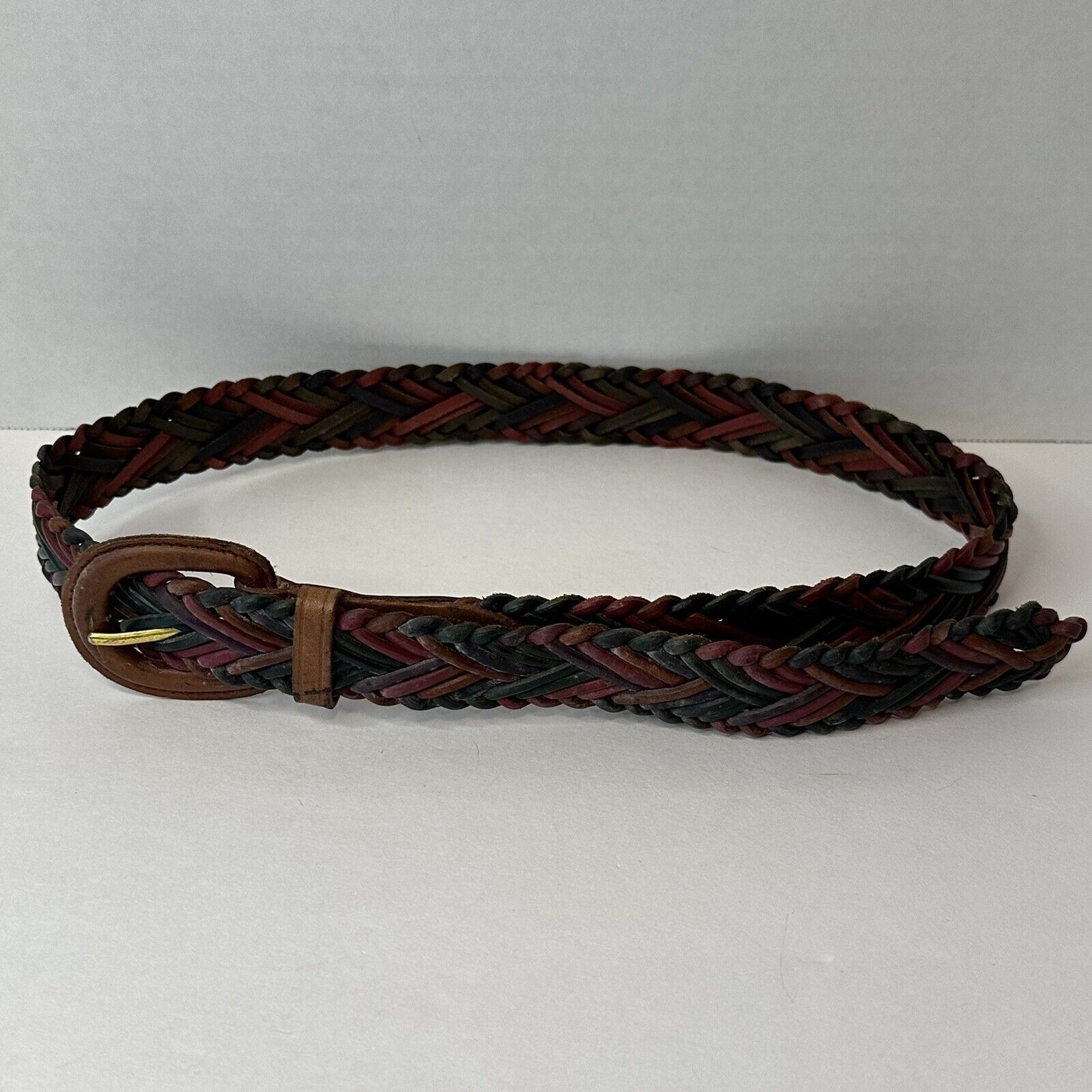 Other Braided Woven Genuine Bonded Leather Belt, Multi-color Size ONE SIZE - 5 Thumbnail