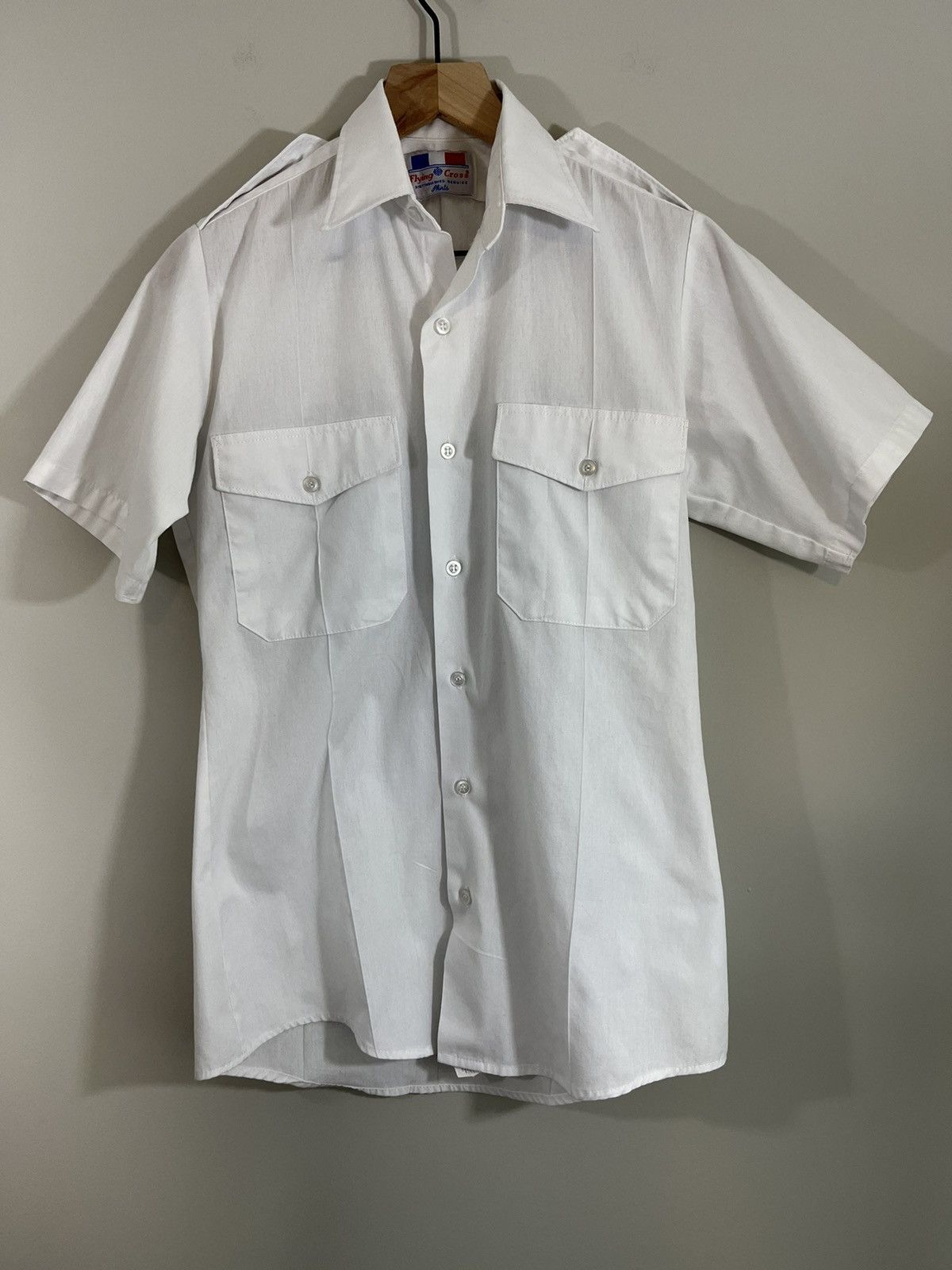 Vintage French Pilot Epaulette Military Pleated Shirt Size US M / EU 48-50 / 2 - 3 Thumbnail